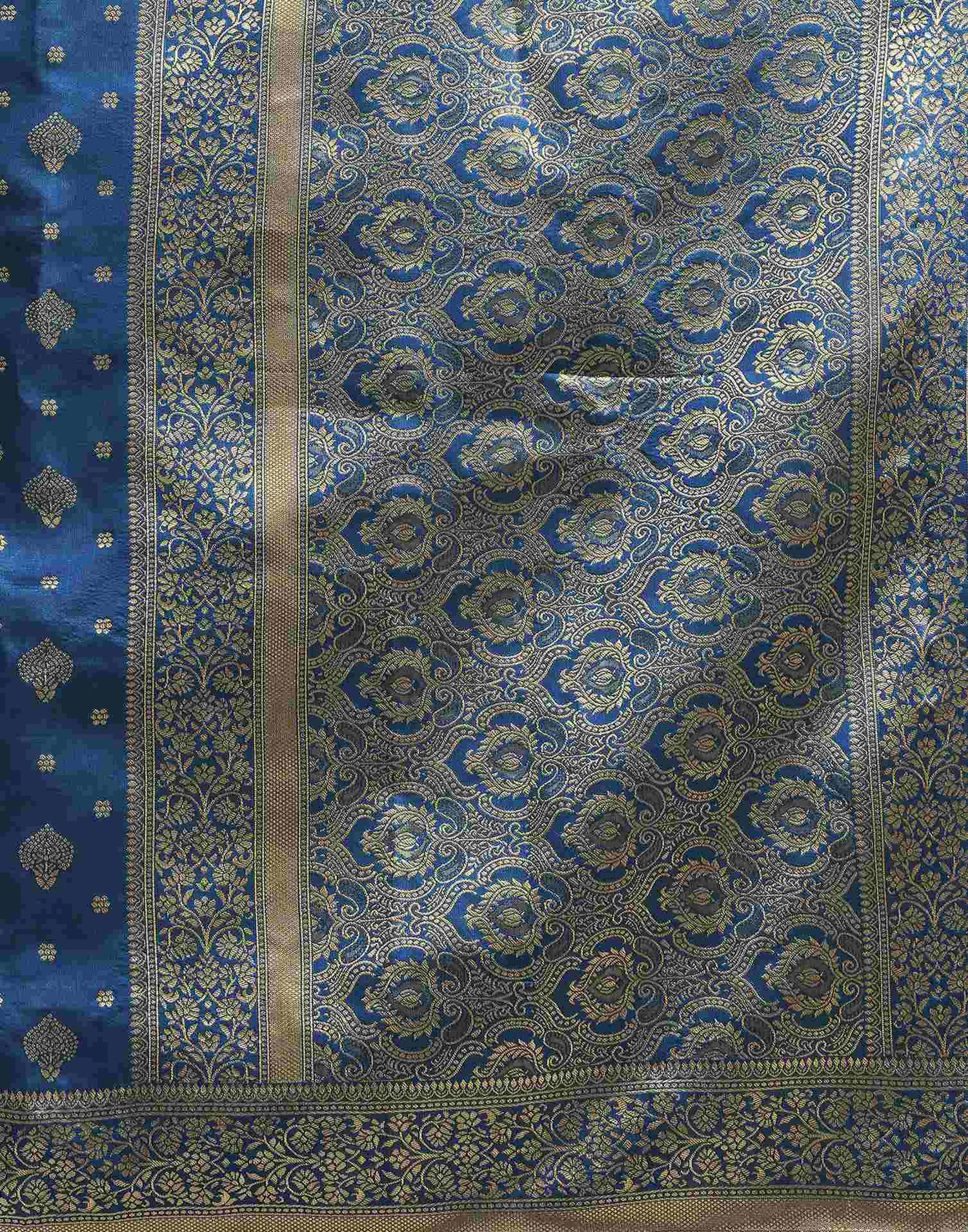 Rama Blue Silk Woven Banarasi Saree