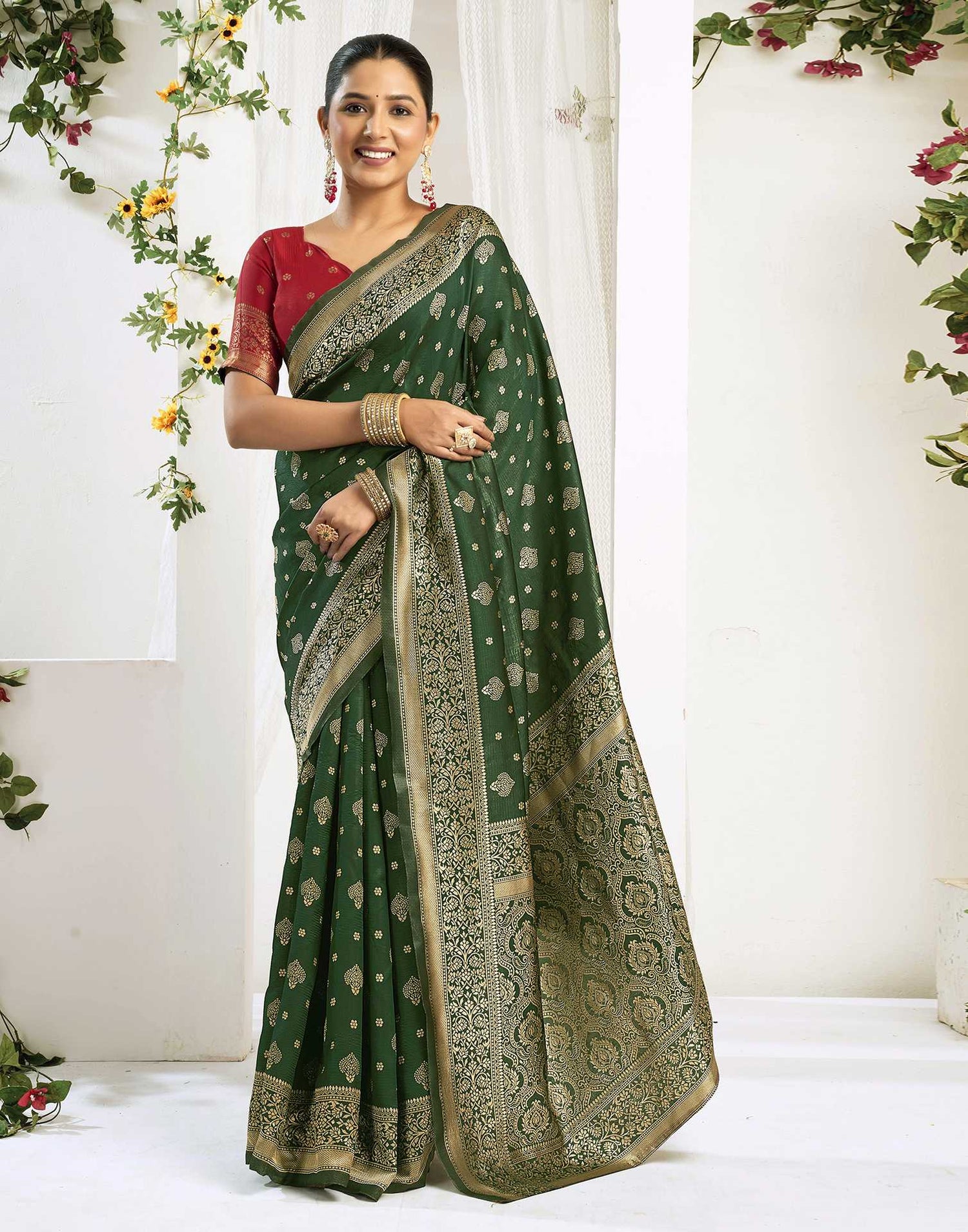 Green Silk Woven Banarasi Saree