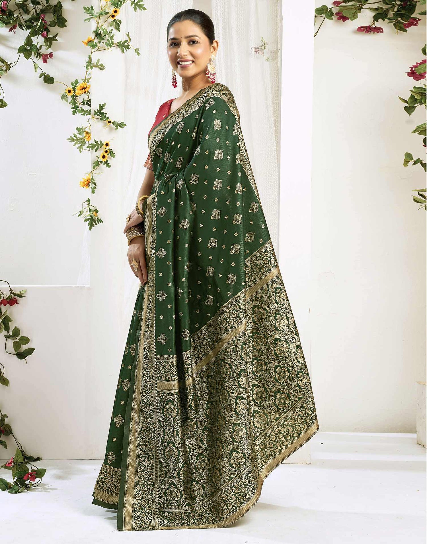 Green Silk Woven Banarasi Saree