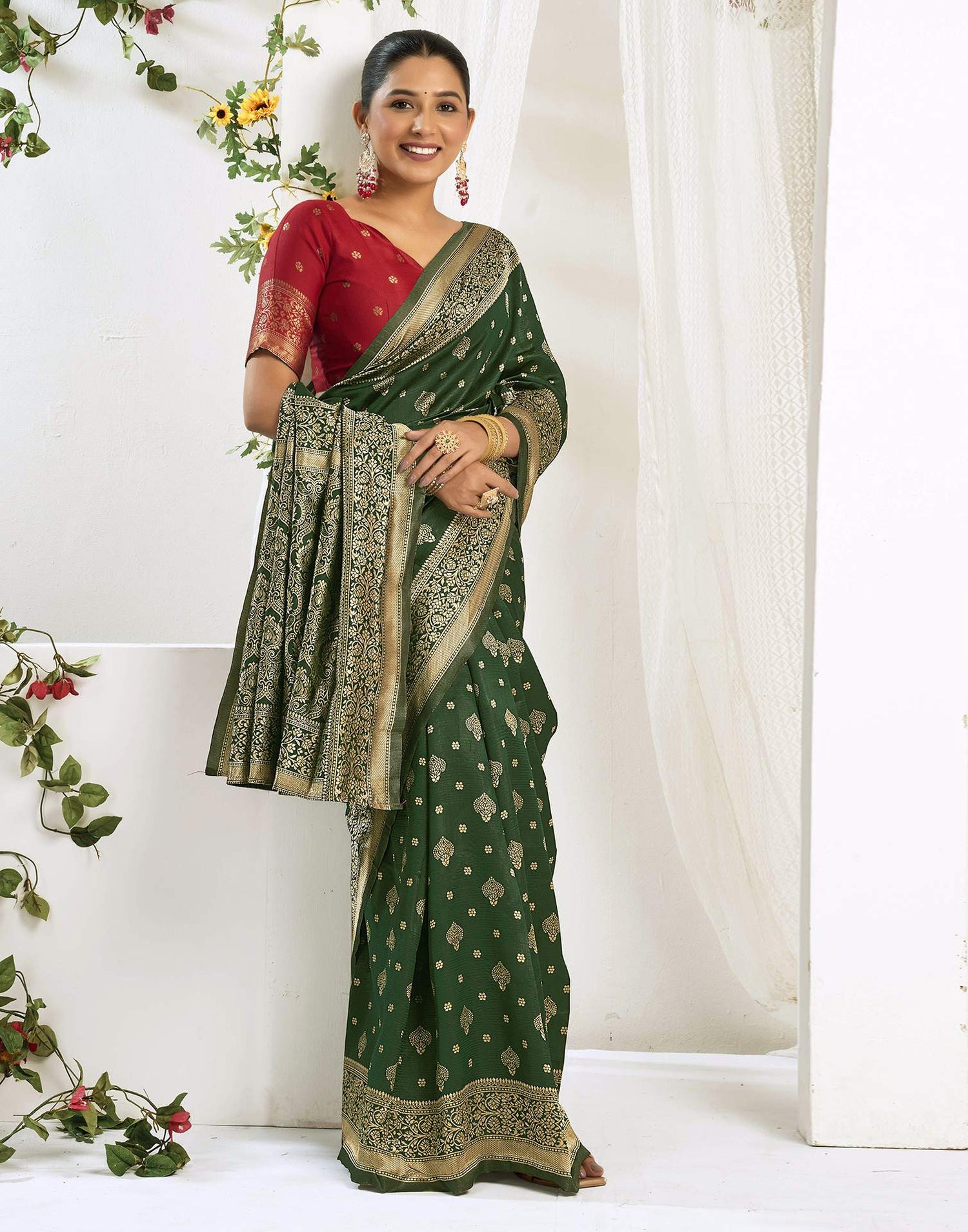Green Silk Woven Banarasi Saree