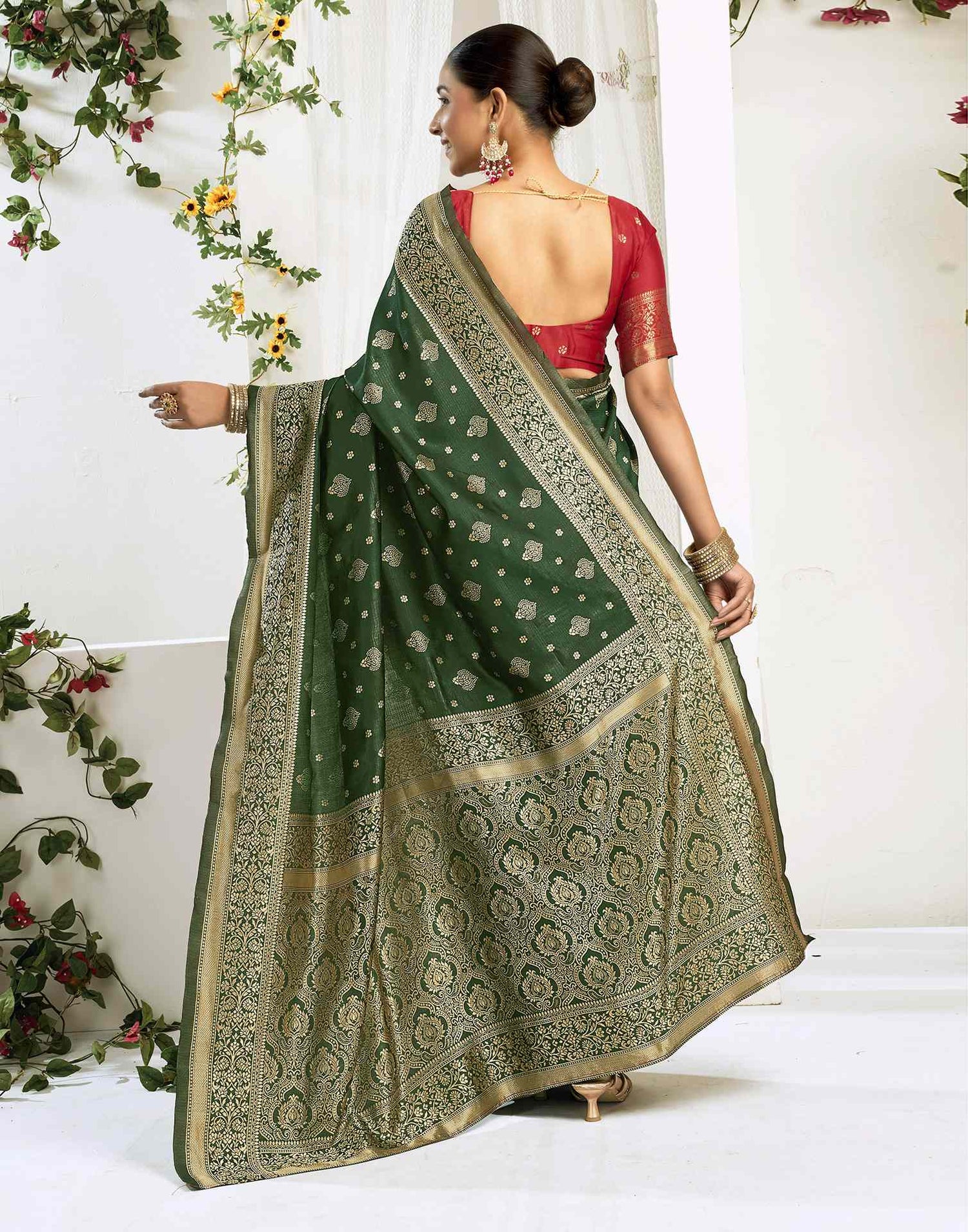 Green Silk Woven Banarasi Saree