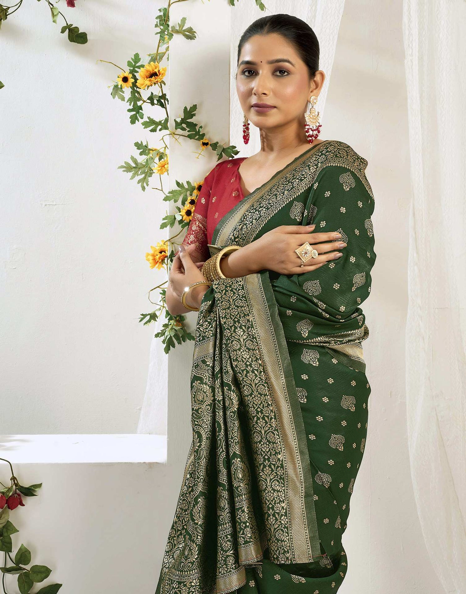 Green Silk Woven Banarasi Saree