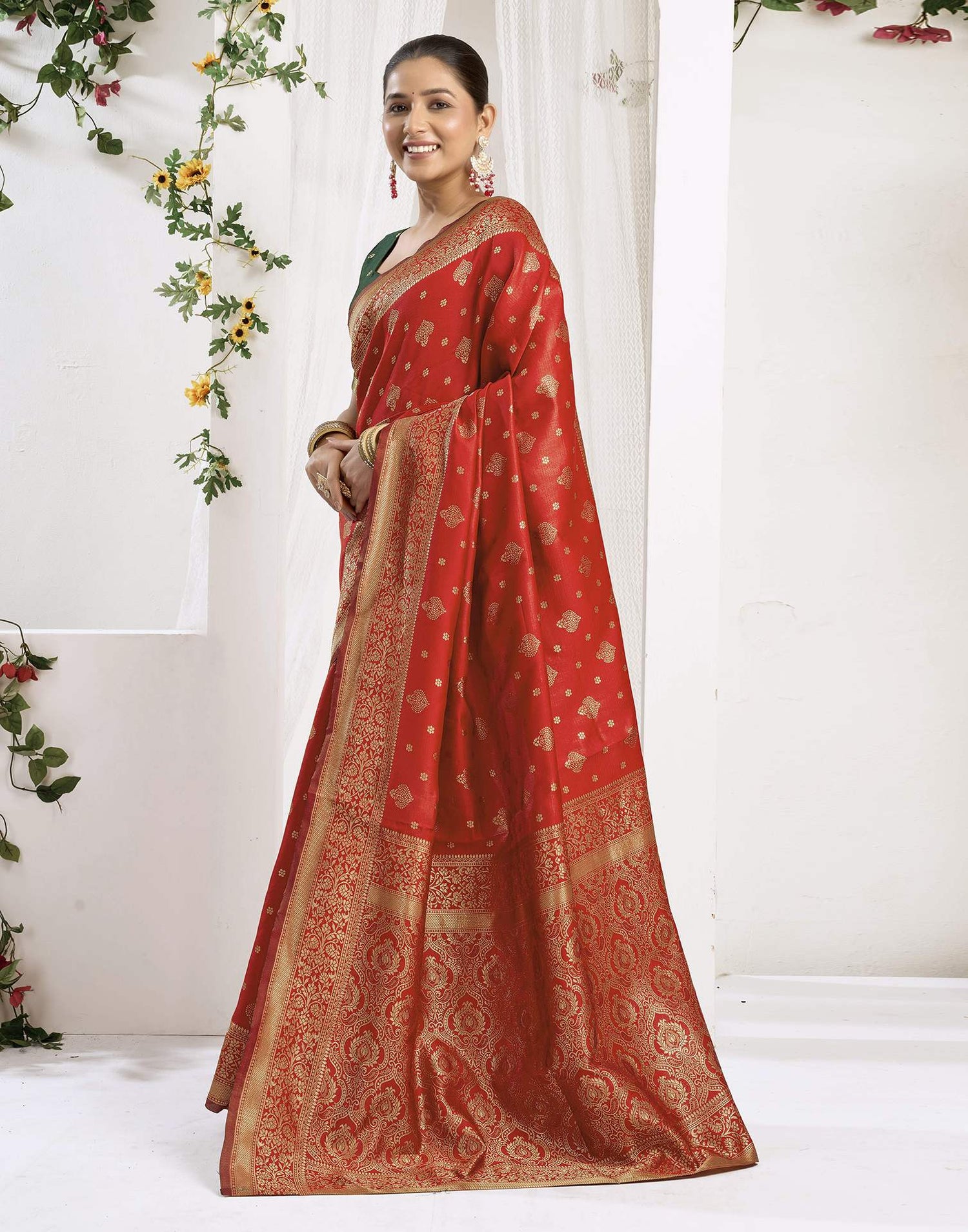 Red Silk Woven Banarasi Saree
