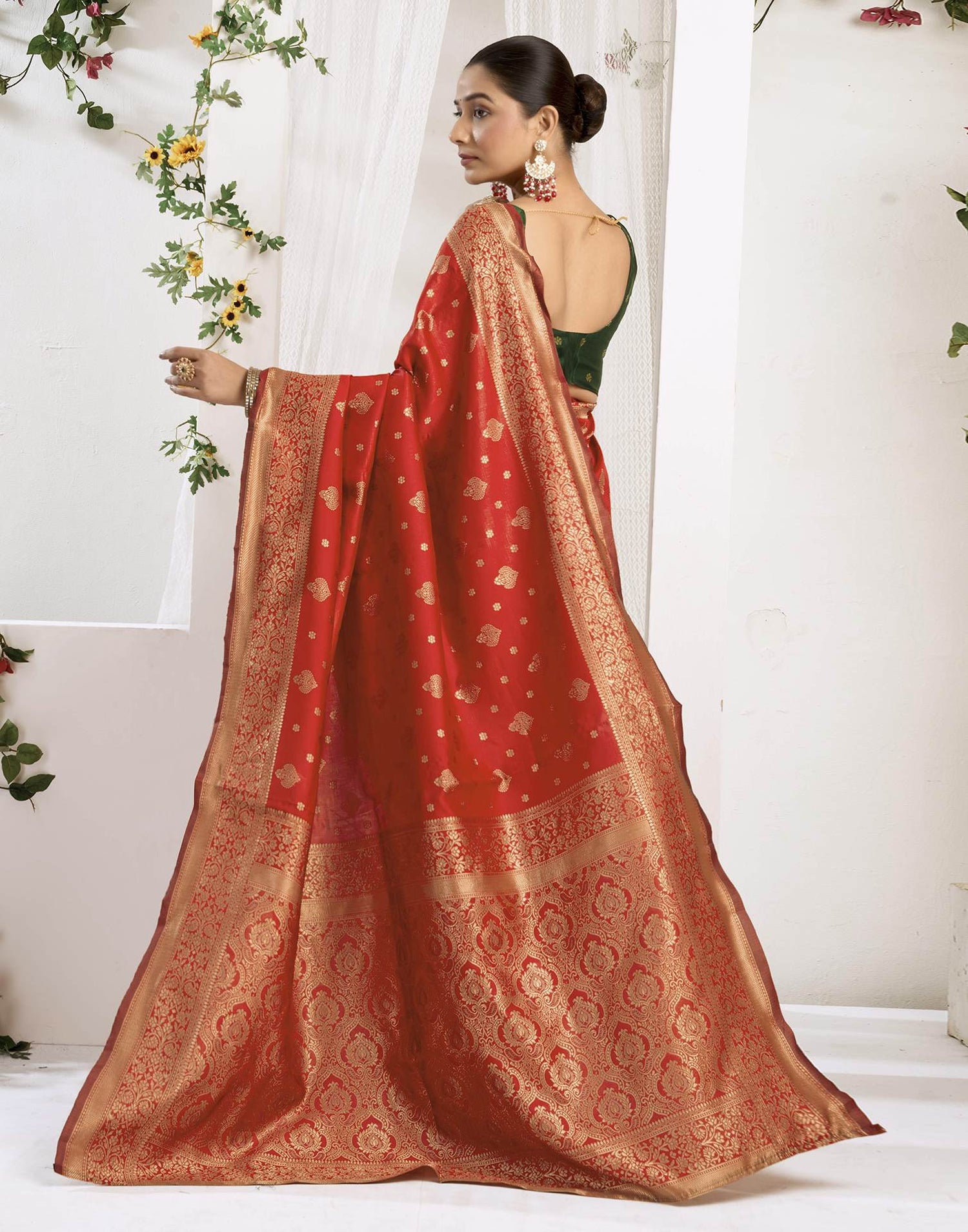 Red Silk Woven Banarasi Saree