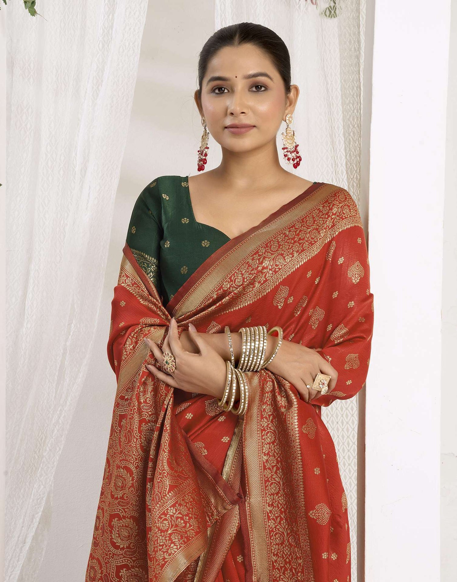 Red Silk Woven Banarasi Saree