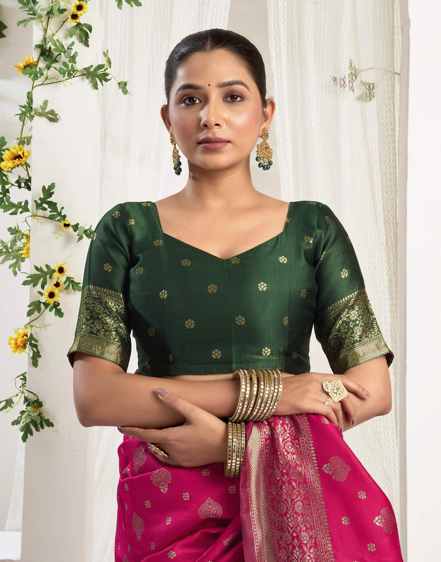 Rani Pink Silk Woven Banarasi Saree