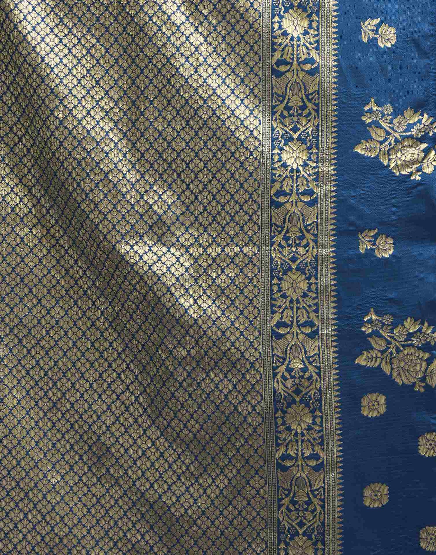 Rama Blue Silk Woven Banarasi Saree