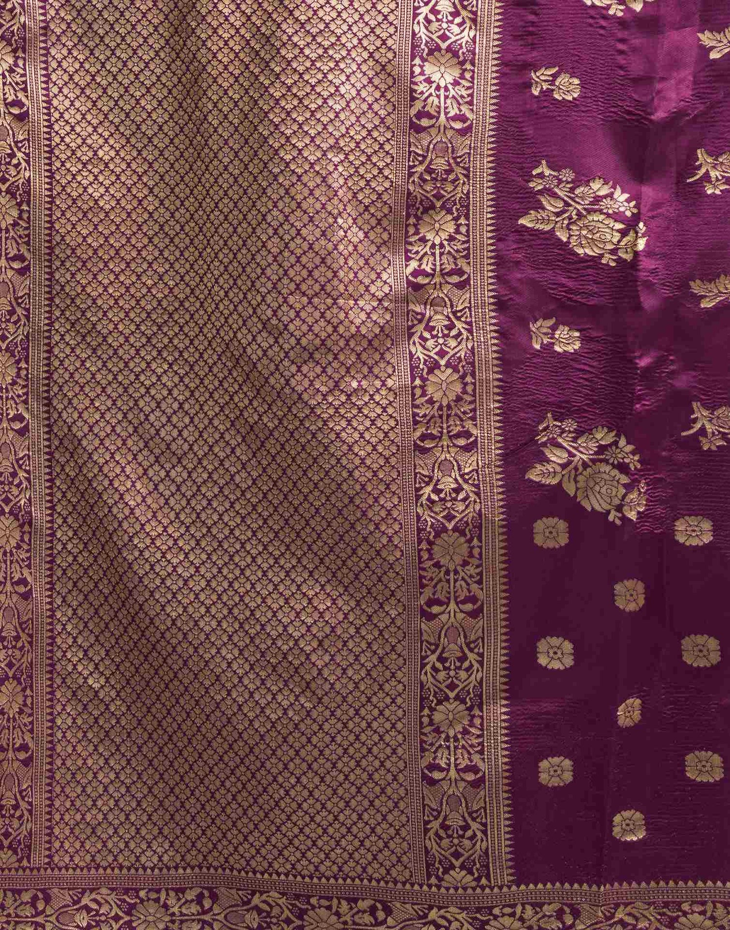 Wine Silk Woven Banarasi Saree