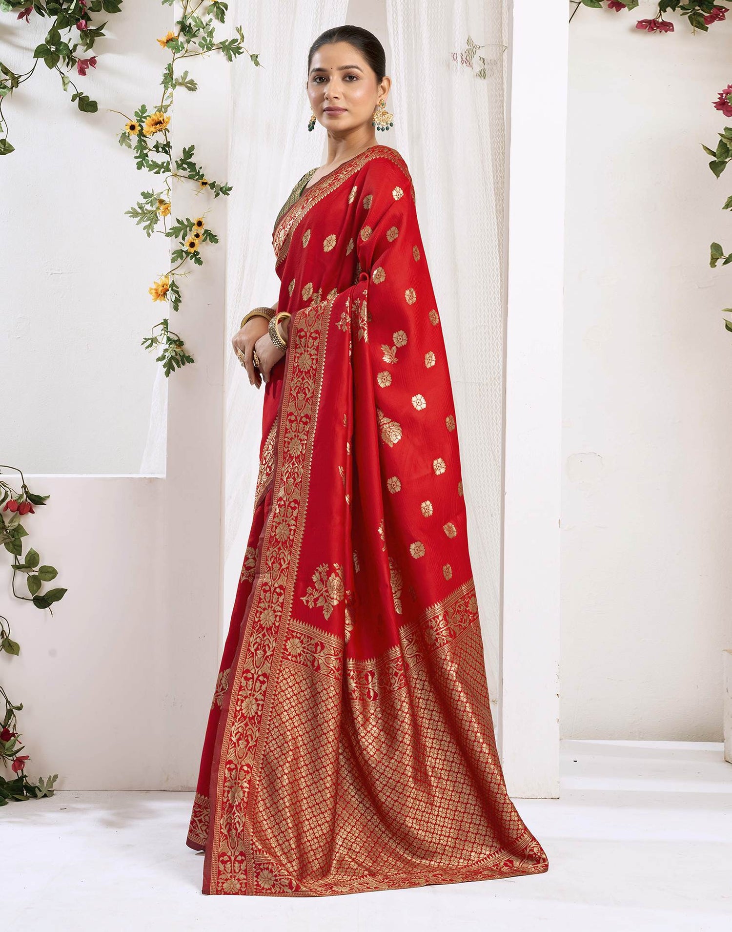Red Silk Woven Banarasi Saree