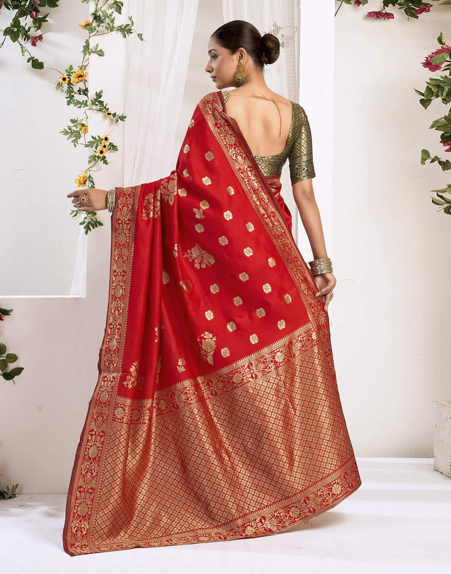 Red Silk Woven Banarasi Saree