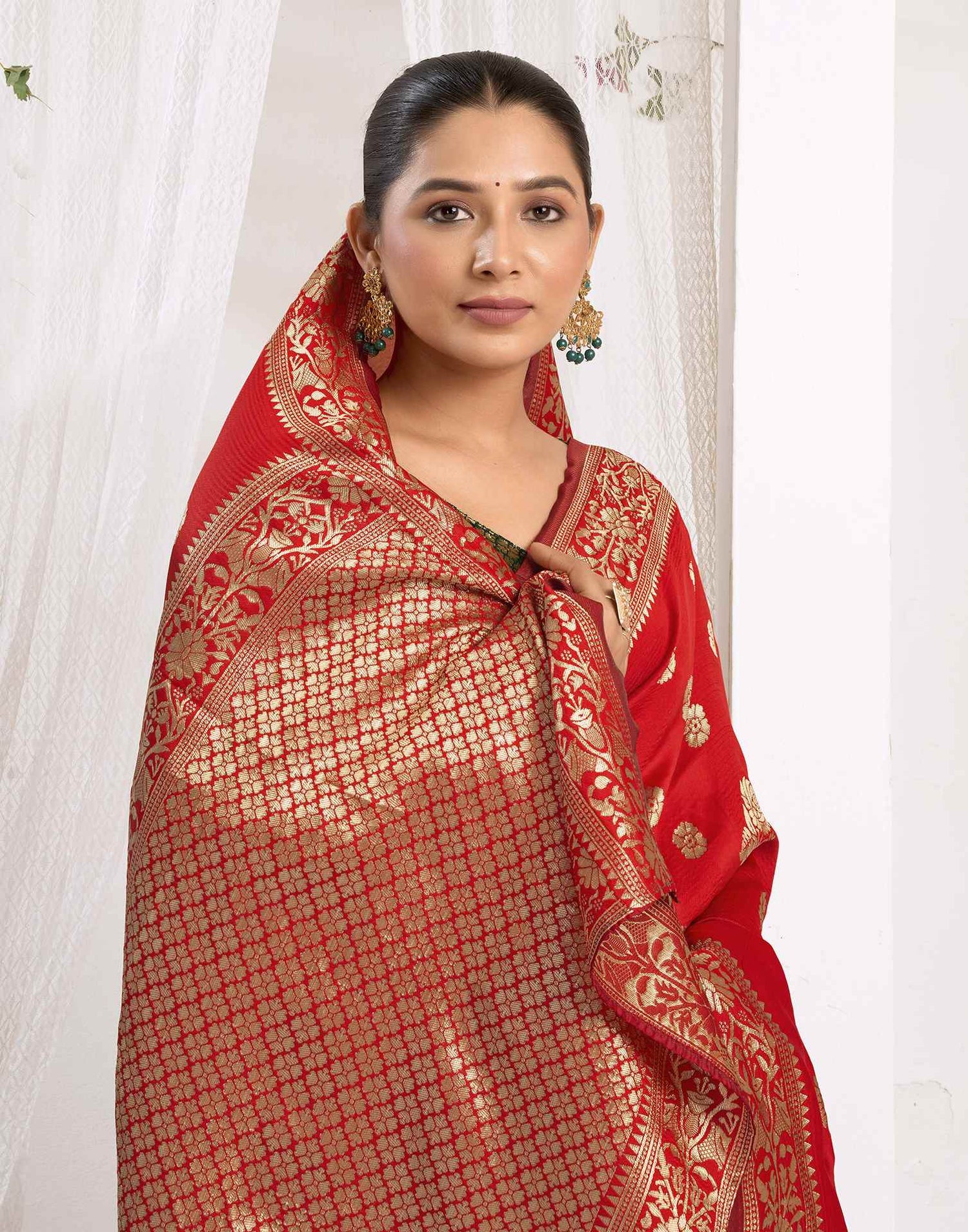 Red Silk Woven Banarasi Saree