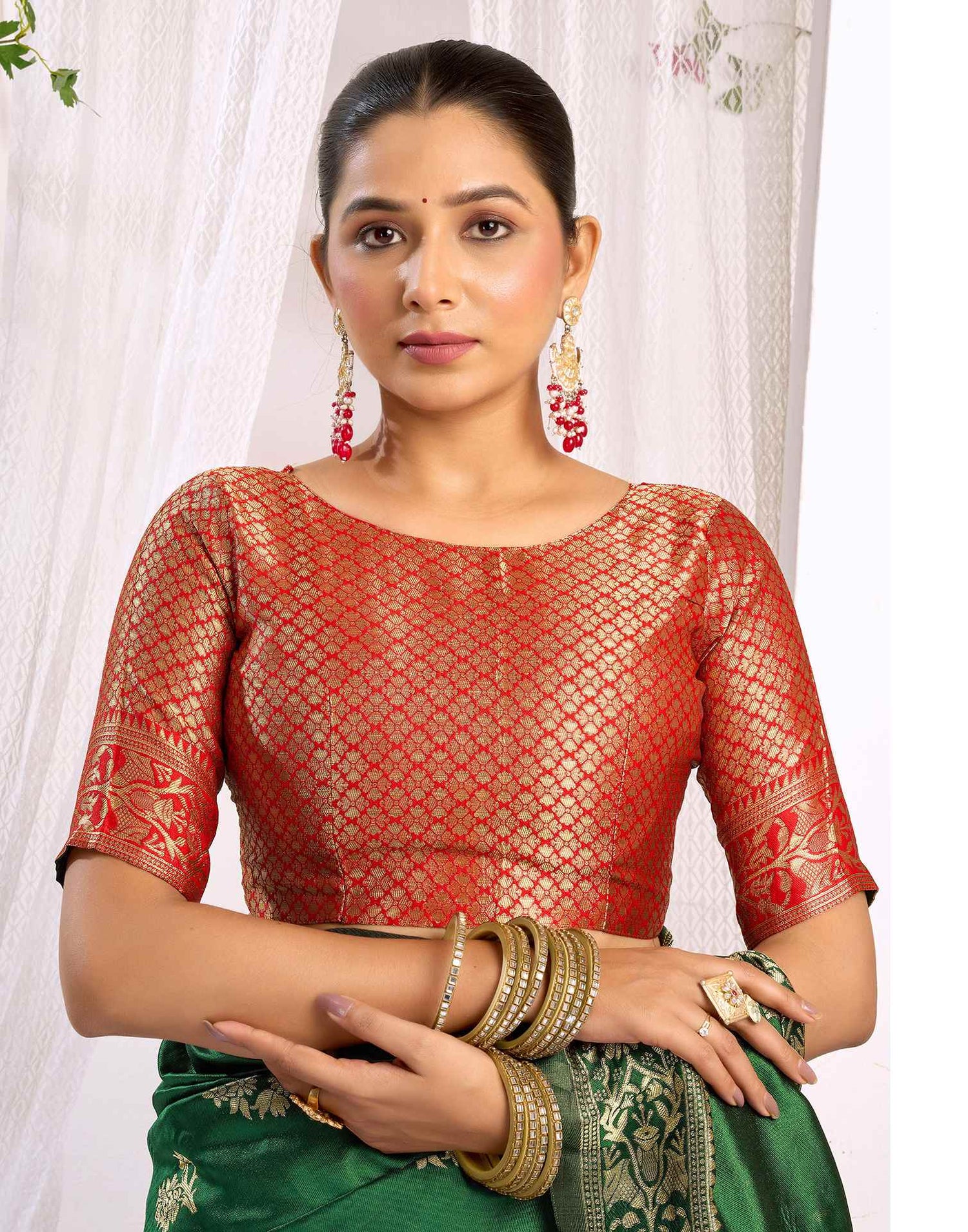 Dark Green Silk Woven Banarasi Saree