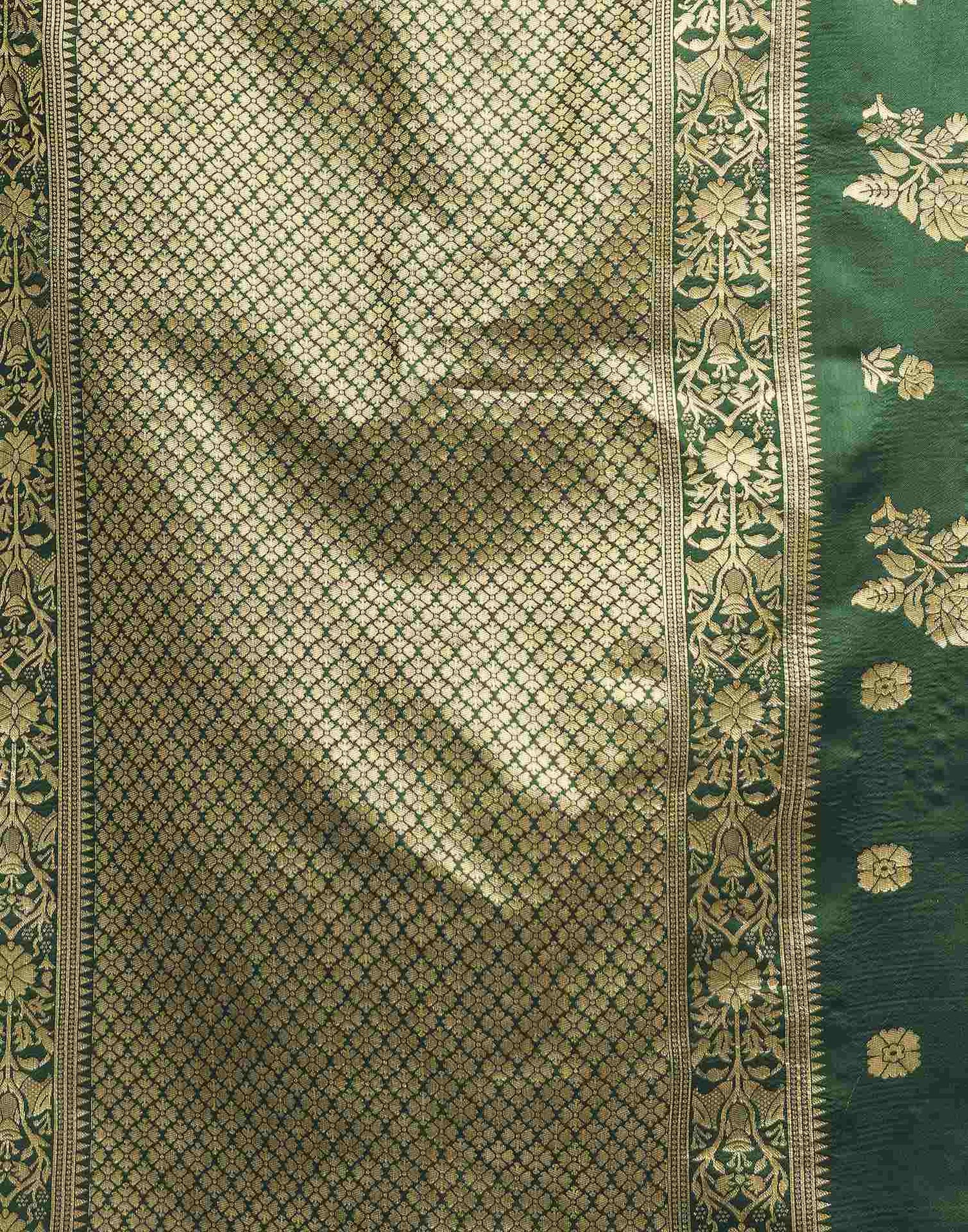 Dark Green Silk Woven Banarasi Saree