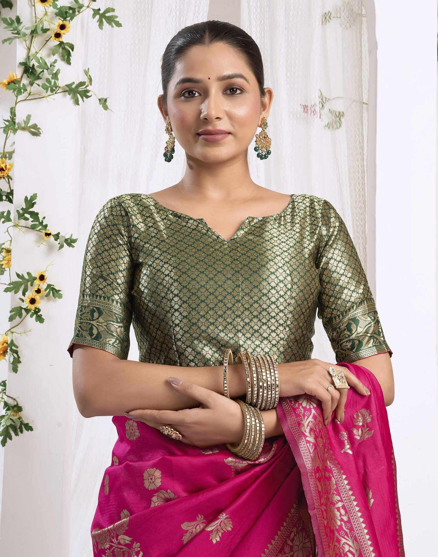 Magenta Silk Woven Banarasi Saree