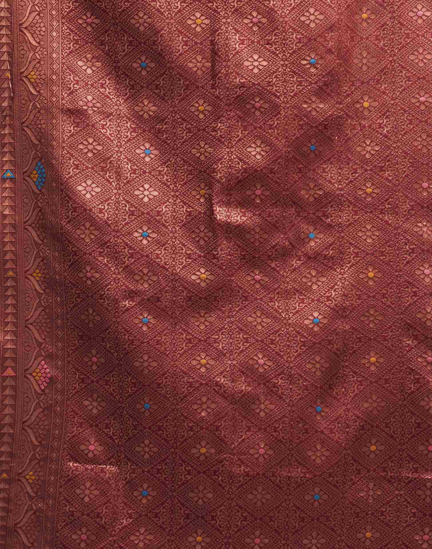 Maroon Silk Woven Banarasi Saree