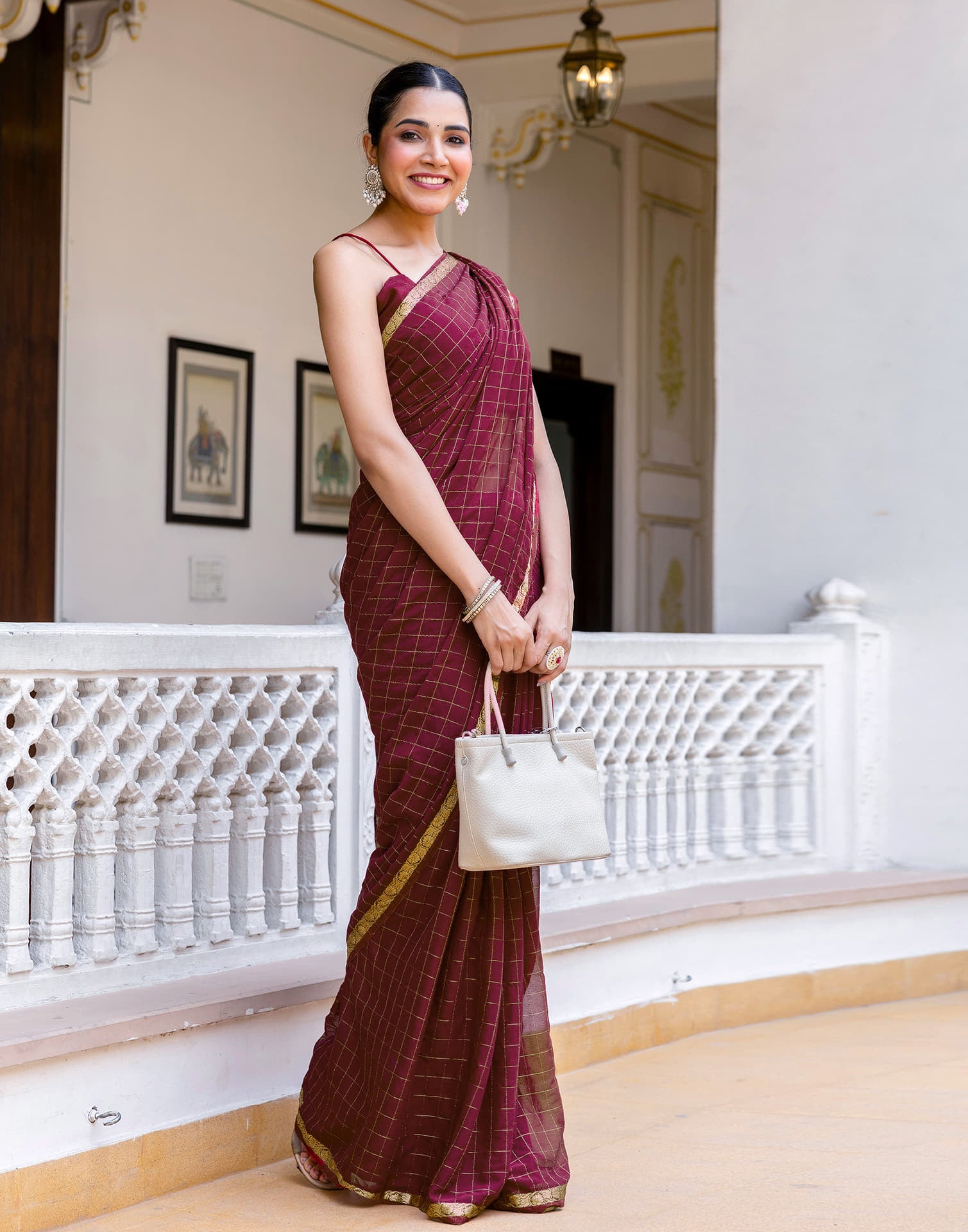 Maroon Silk Woven Saree