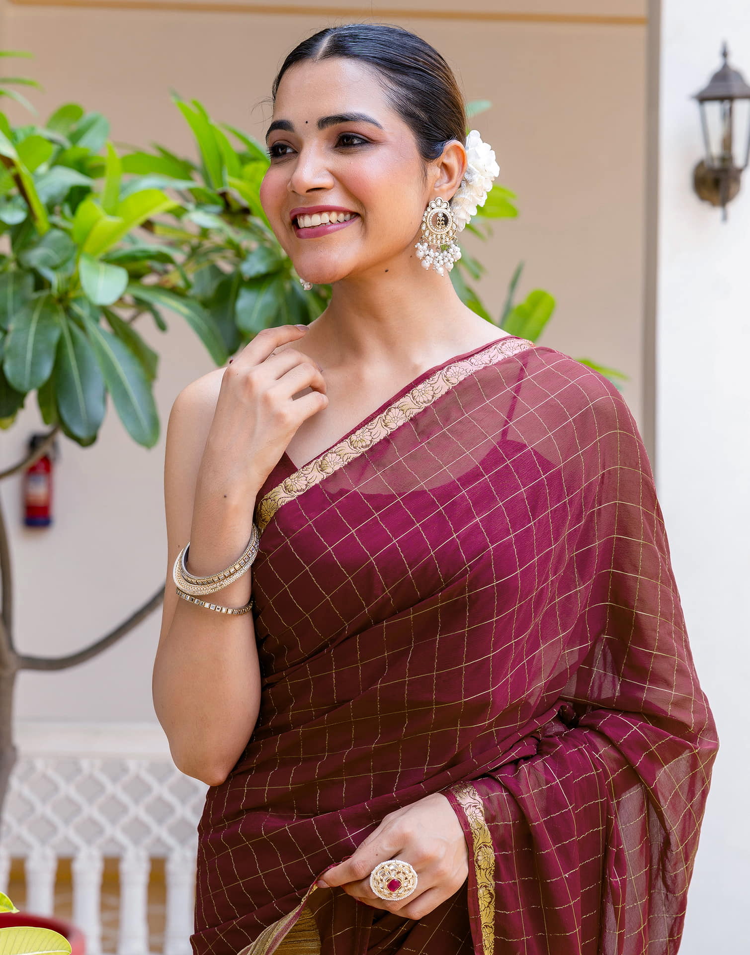 Maroon Silk Woven Saree