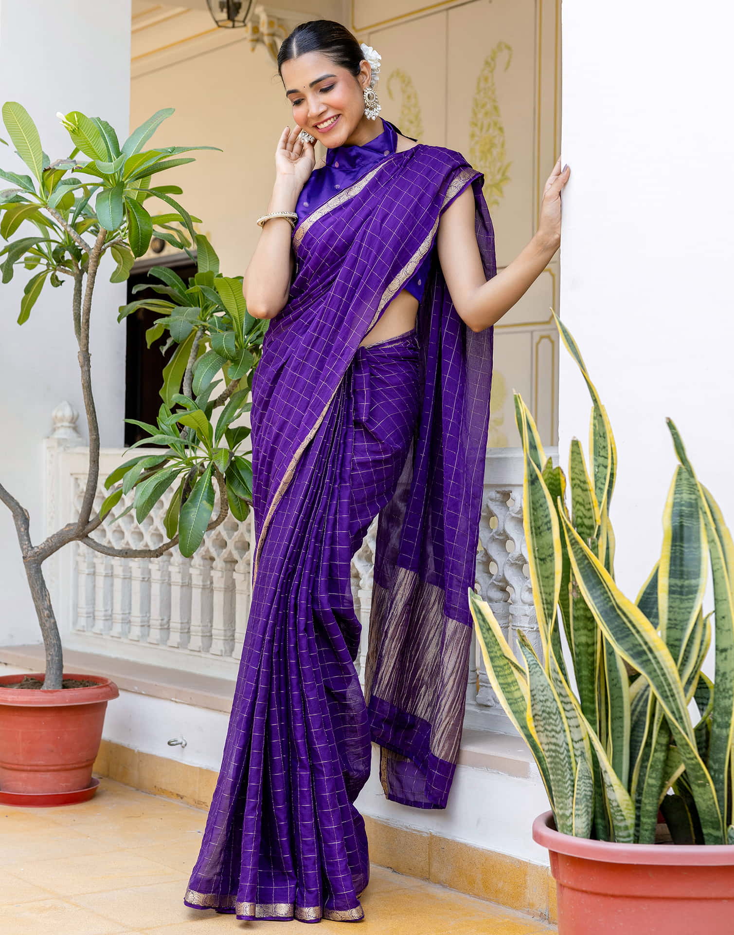 Dark Purple Silk Woven Saree
