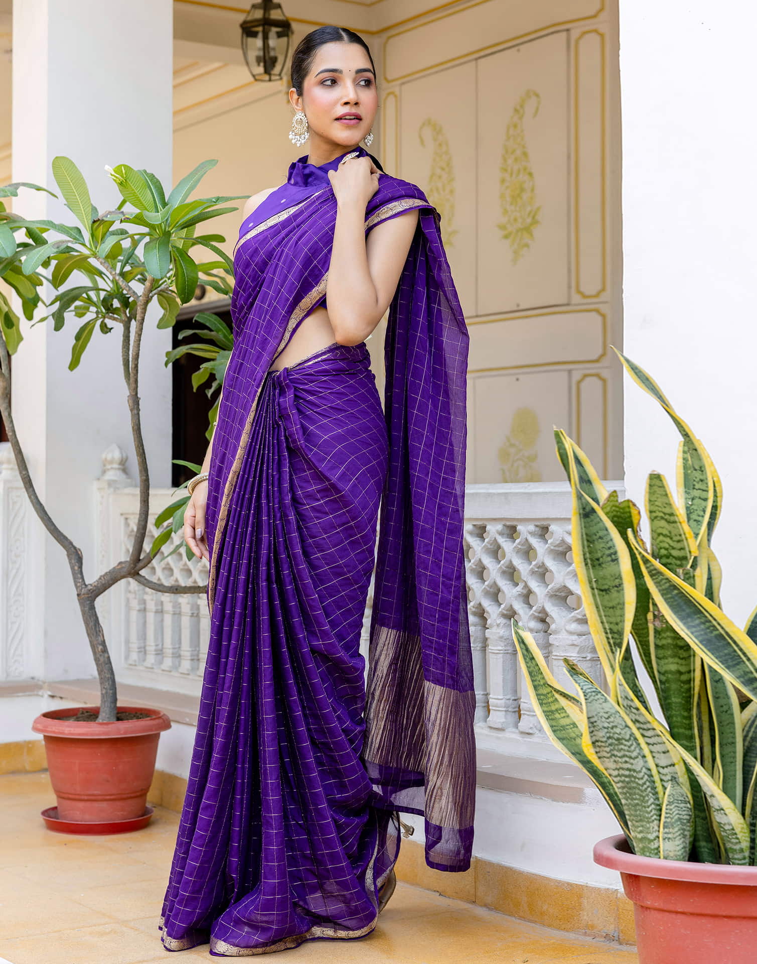 Dark Purple Silk Woven Saree