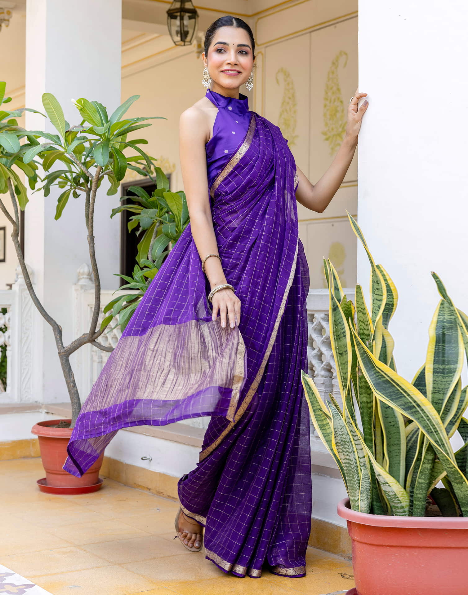 Dark Purple Silk Woven Saree