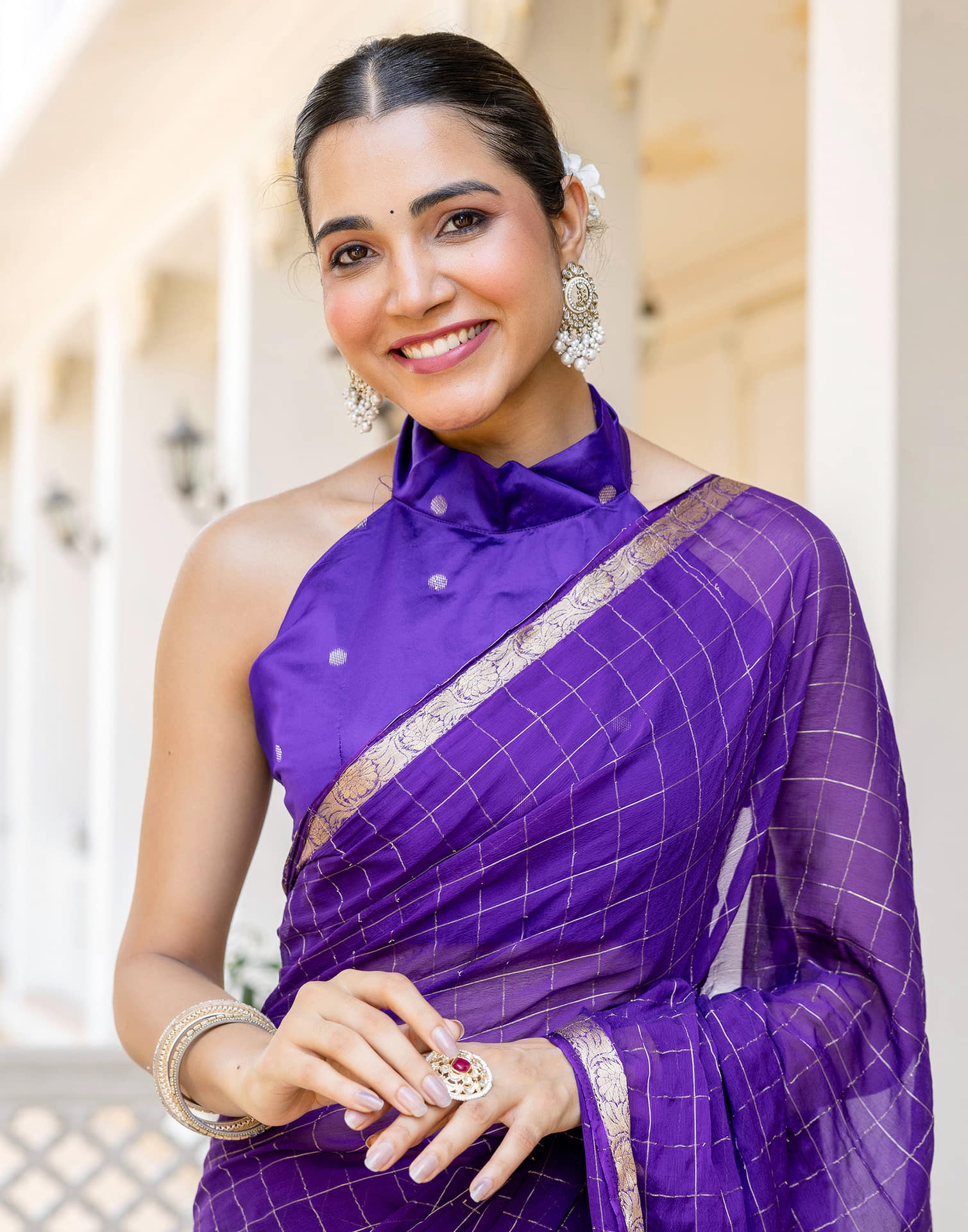 Dark Purple Silk Woven Saree
