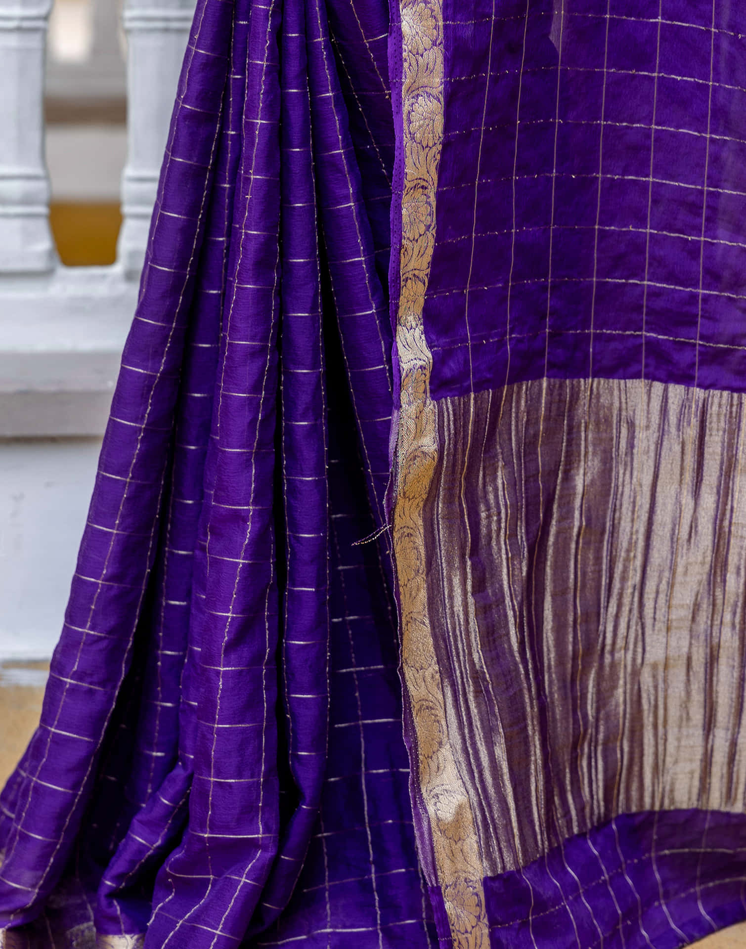 Dark Purple Silk Woven Saree