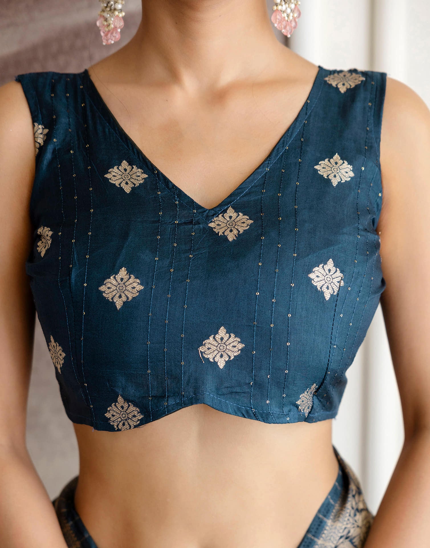 Cyan Blue Silk Woven Saree