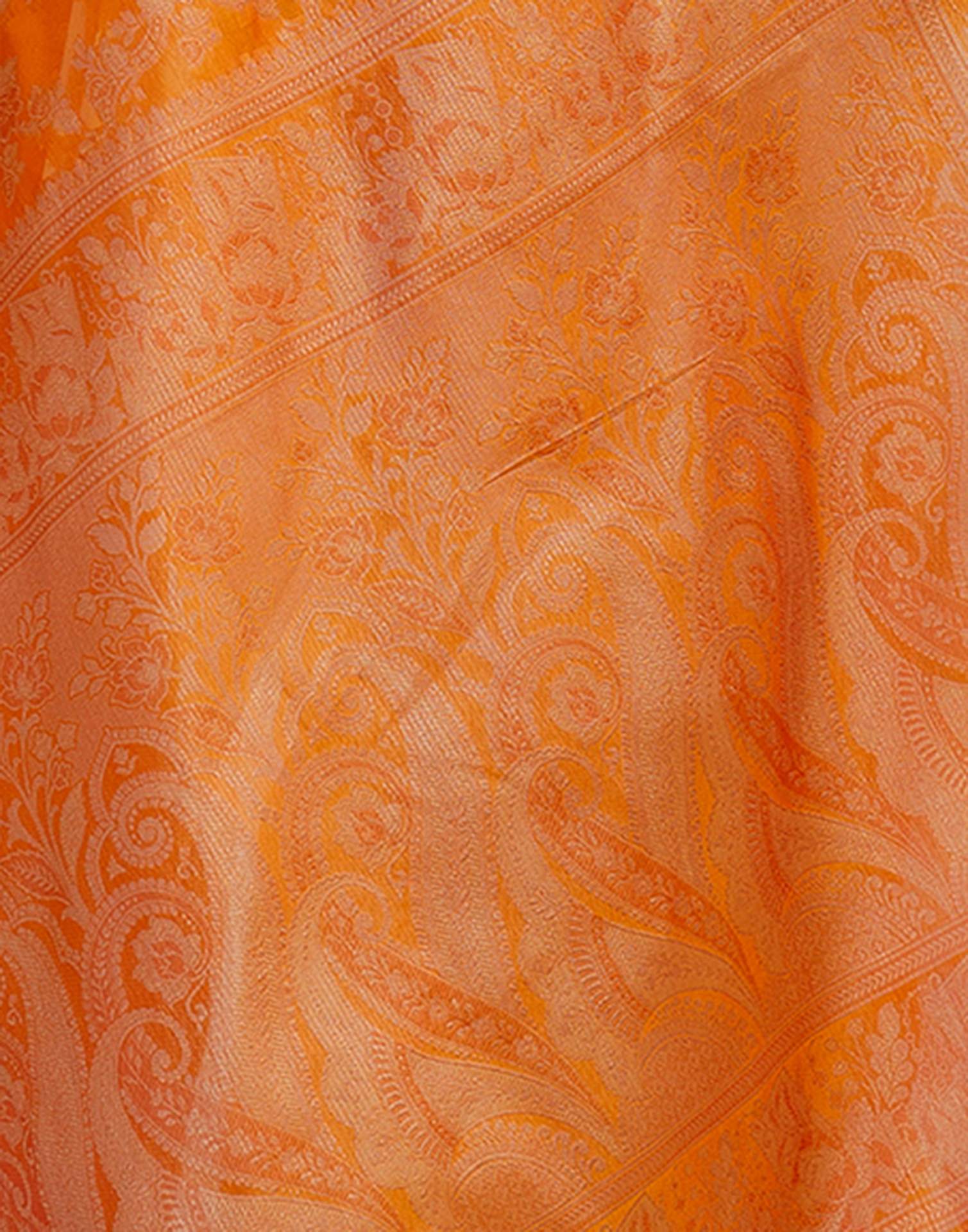 Mustard Yellow Chanderi Woven Banarasi Saree