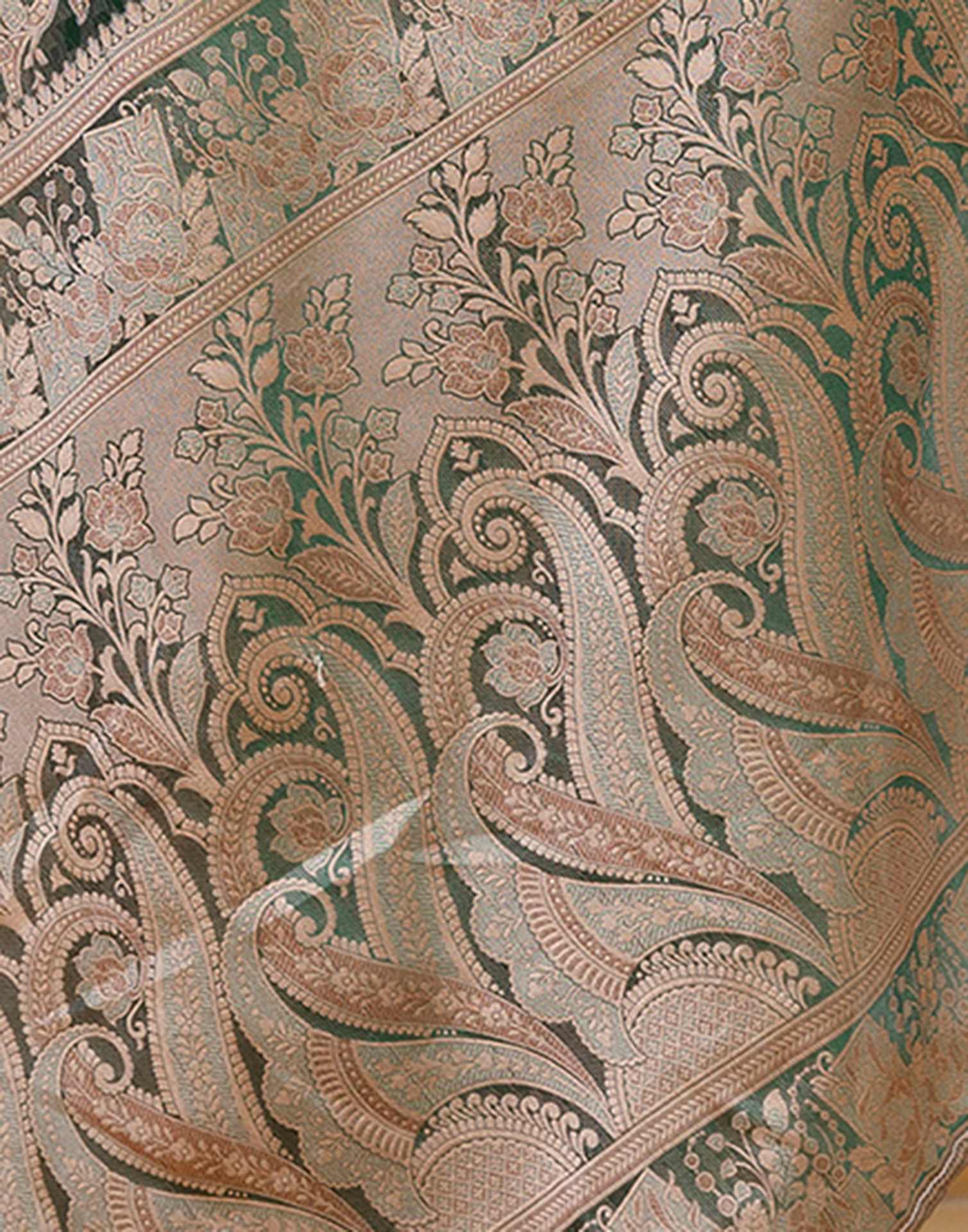 Dark Green Chanderi Woven Banarasi Saree
