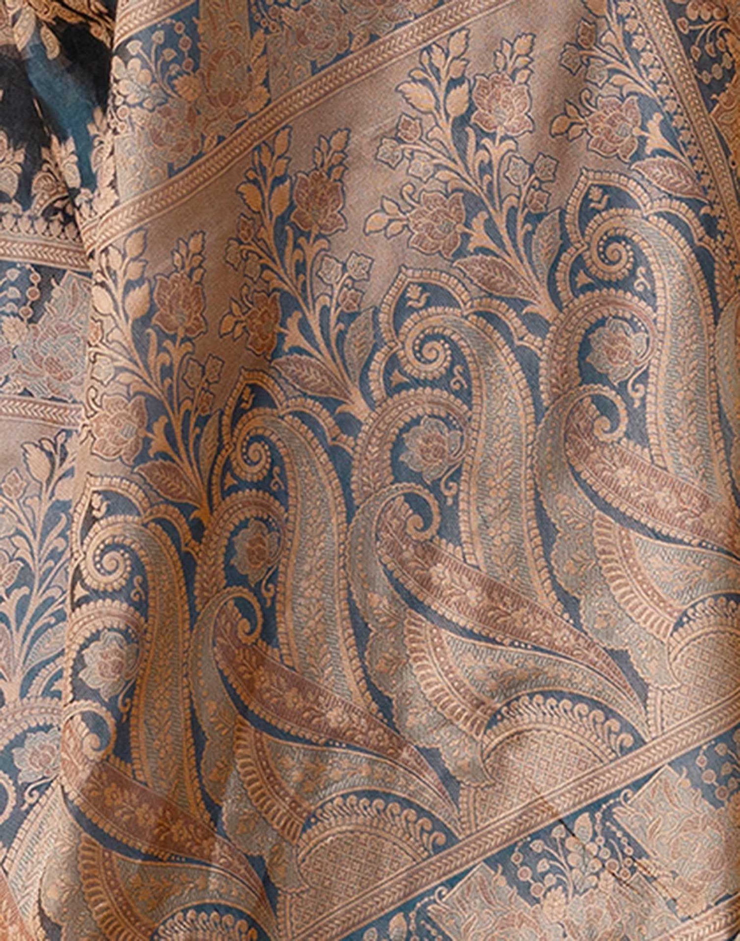 Rama Blue Chanderi Woven Banarasi Saree