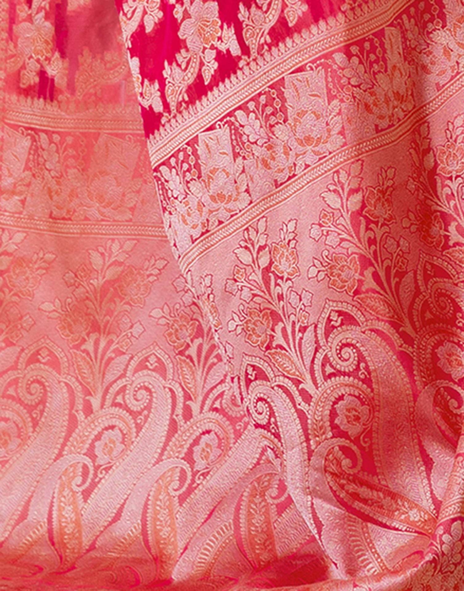 Light Red Chanderi Woven Banarasi Saree