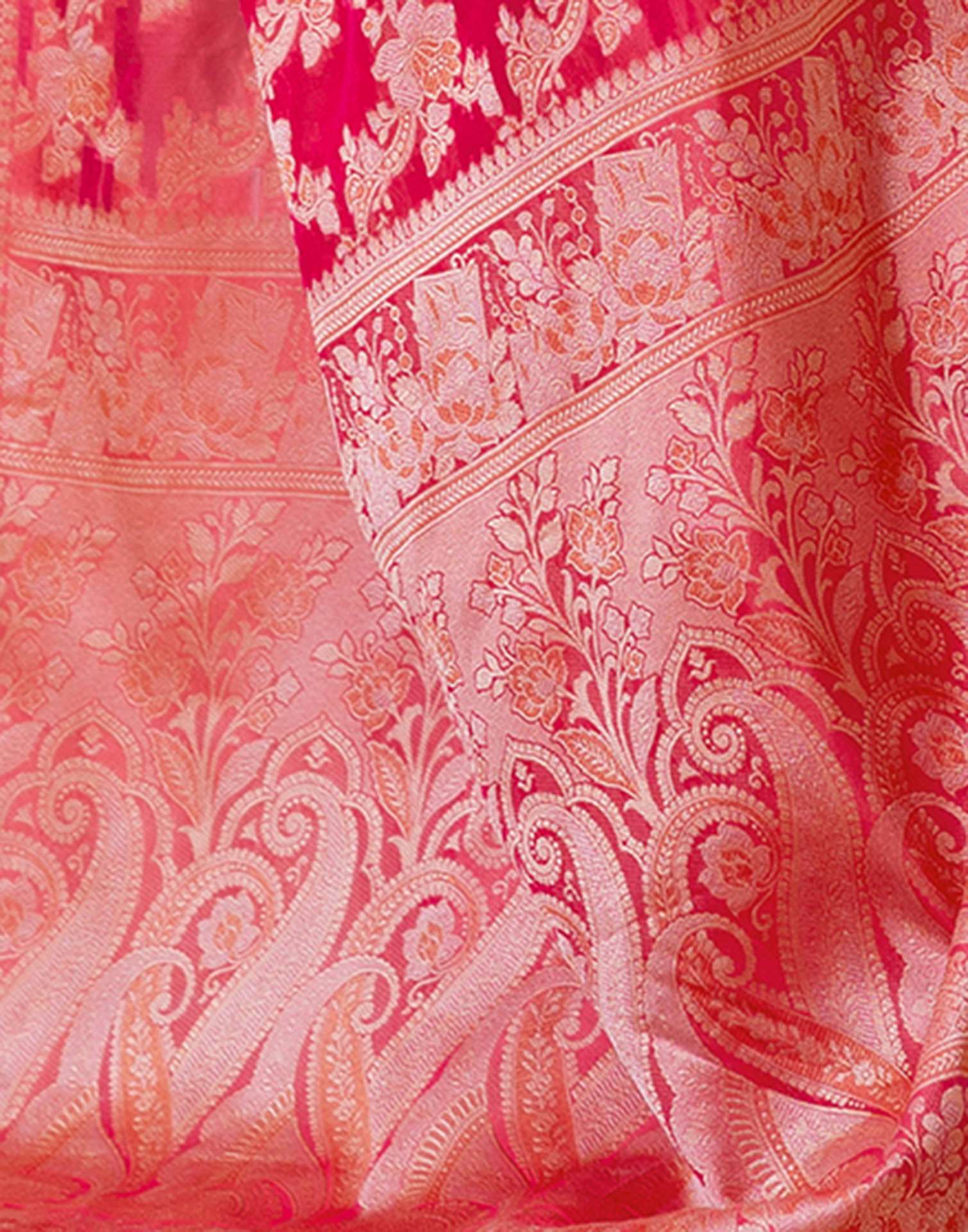 Light Red Chanderi Woven Banarasi Saree