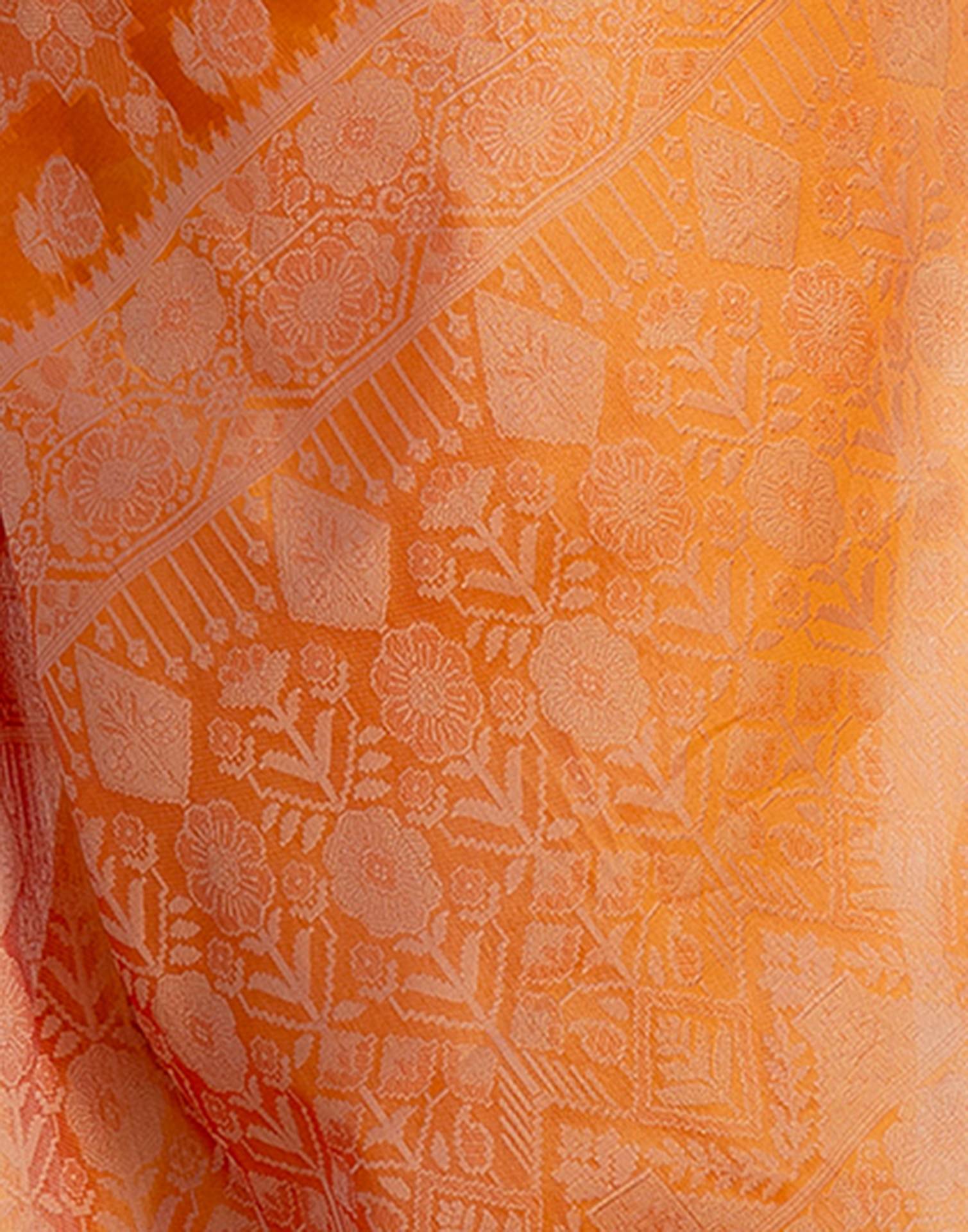 Mustard Yellow Chanderi Woven Banarasi Saree