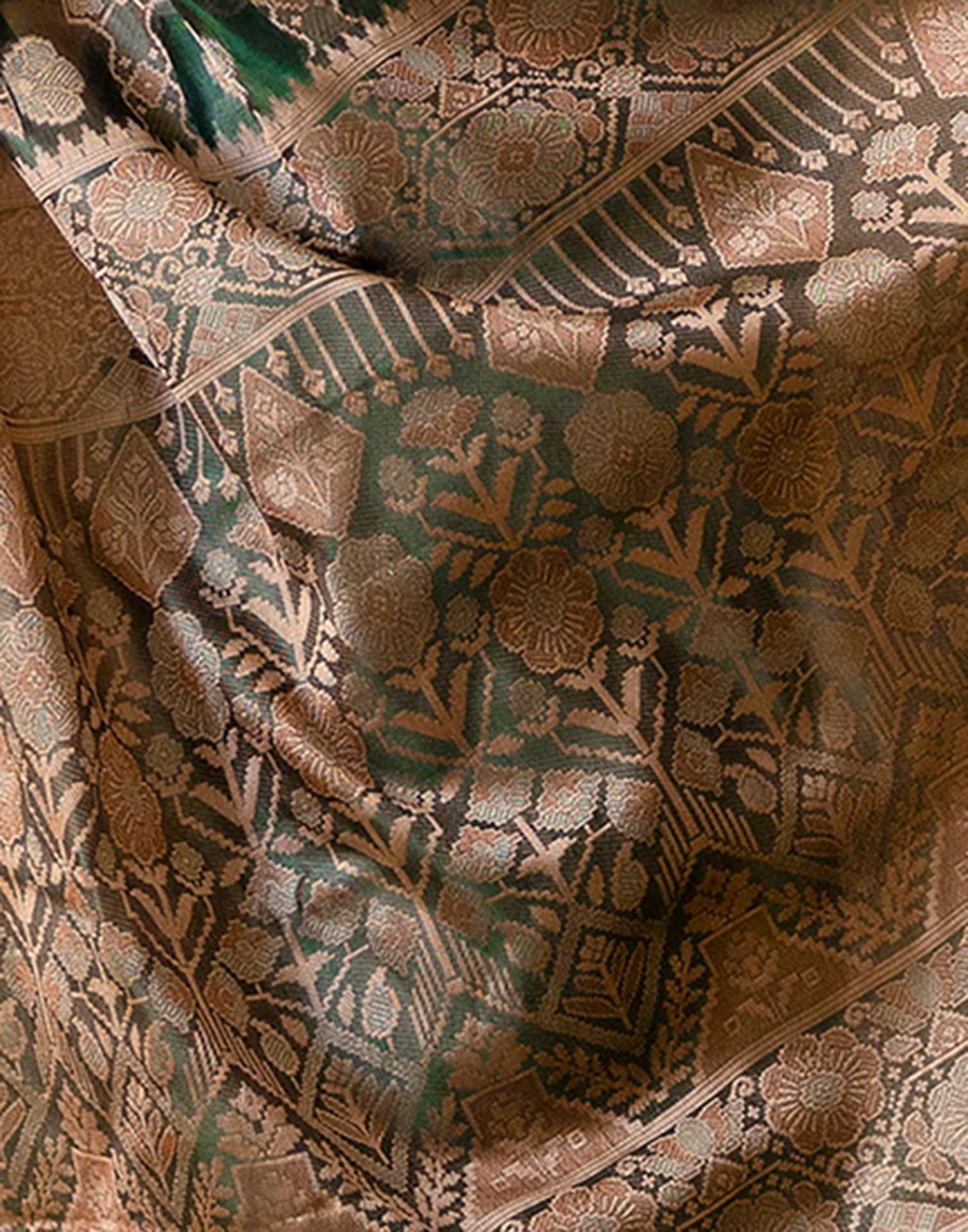 Dark Green Chanderi Woven Banarasi Saree