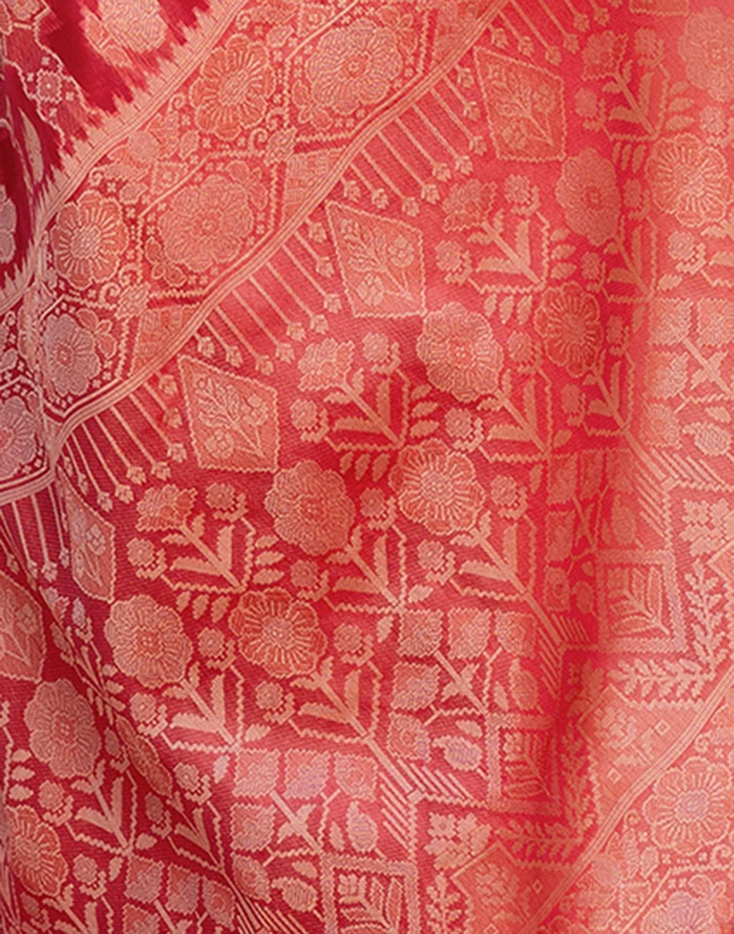 Light Red Chanderi Woven Banarasi Saree