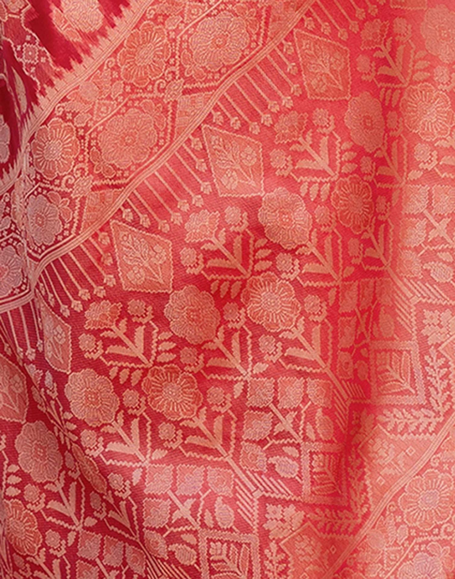 Light Red Chanderi Woven Banarasi Saree
