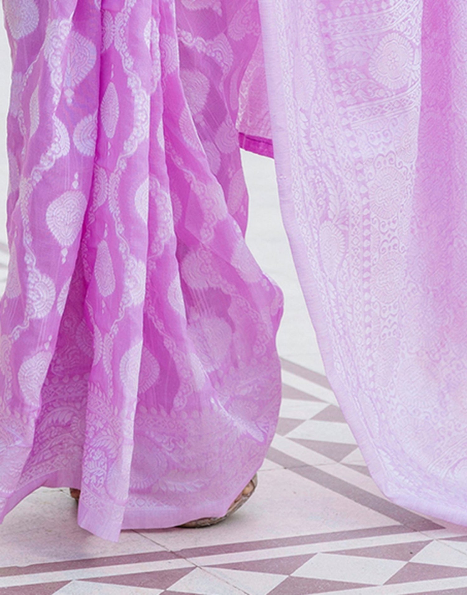 Deep Lavender Cotton Woven Saree
