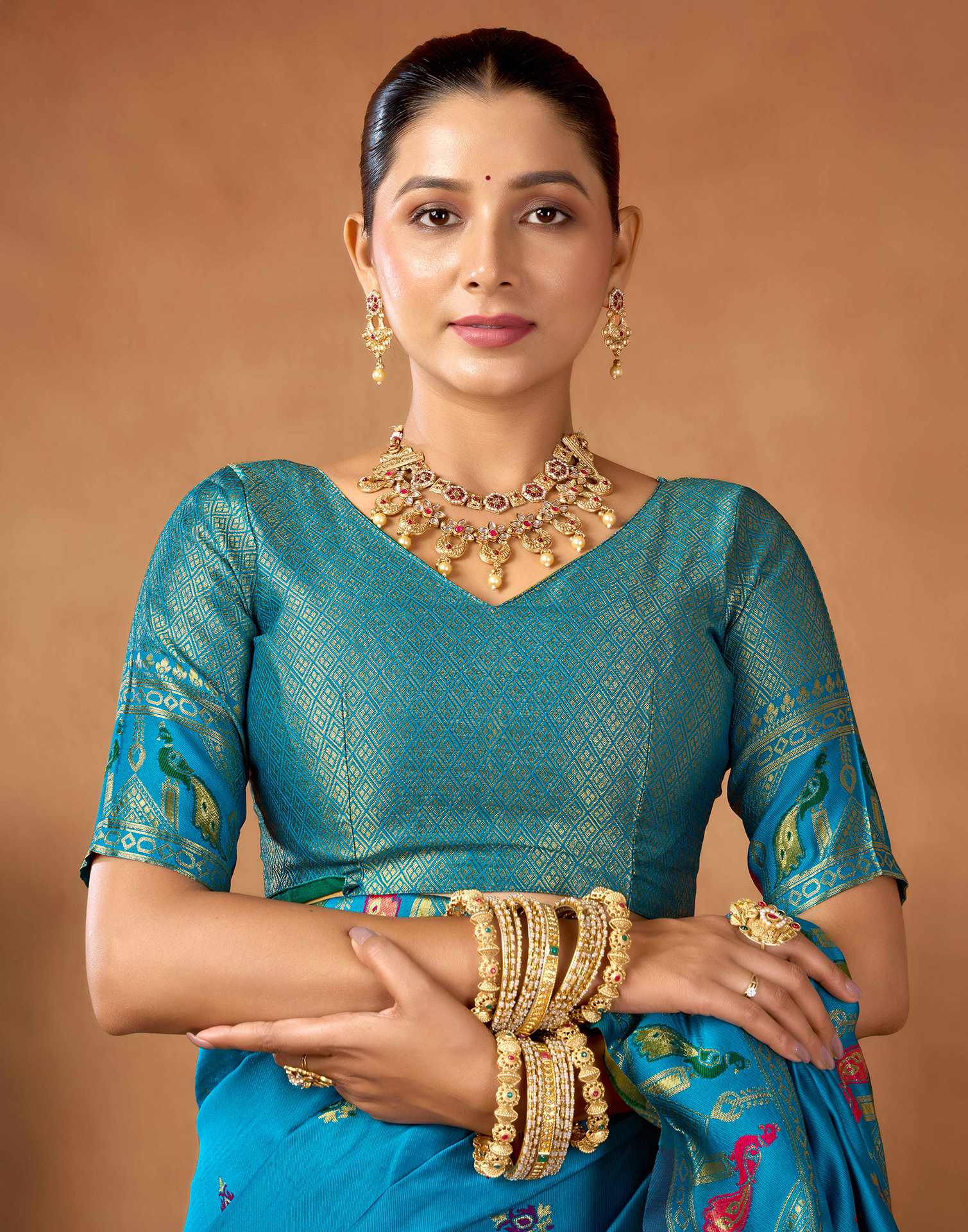 Peacock Blue Silk Woven Paithani Saree