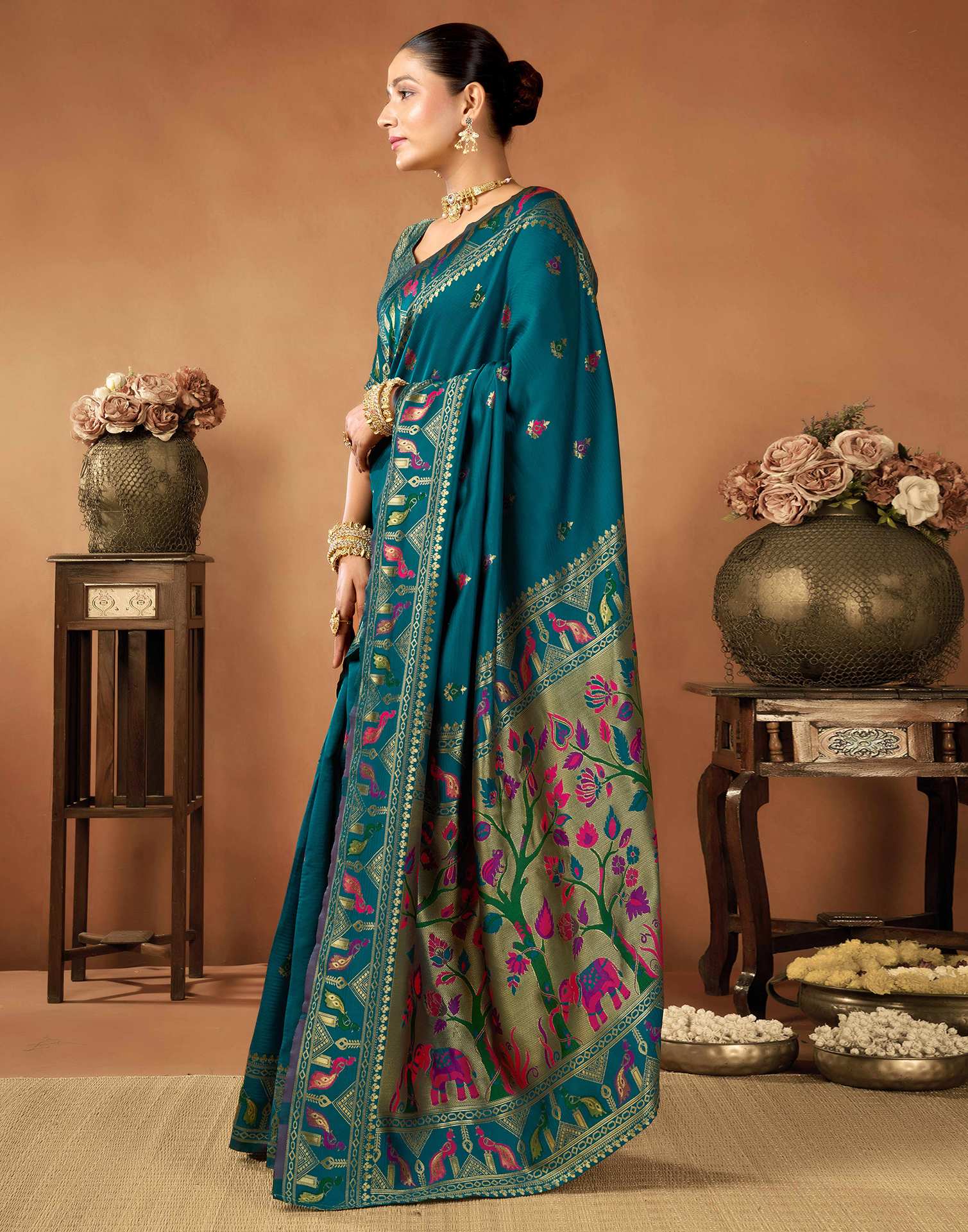 Rama Green Silk Woven Paithani Saree