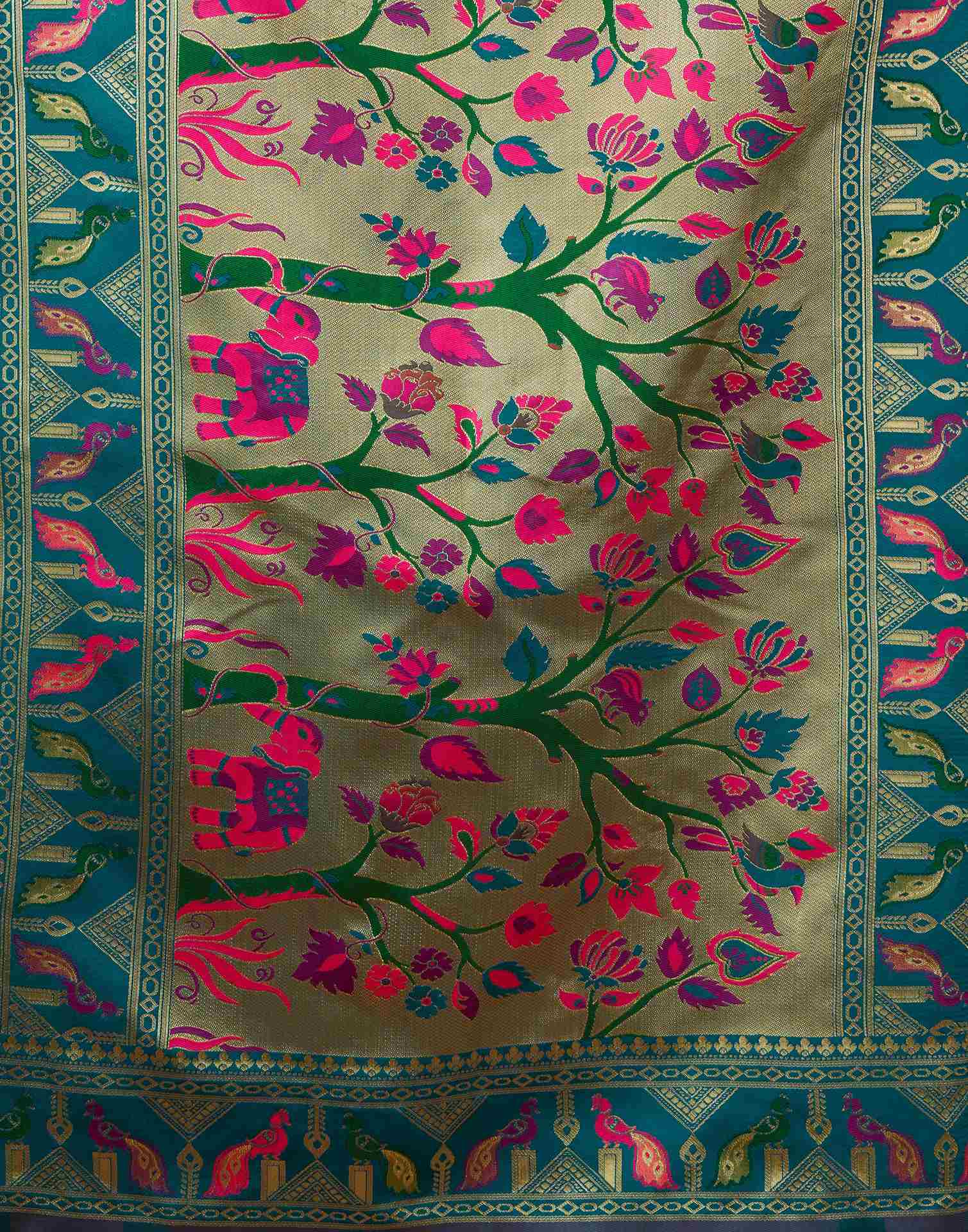Rama Green Silk Woven Paithani Saree