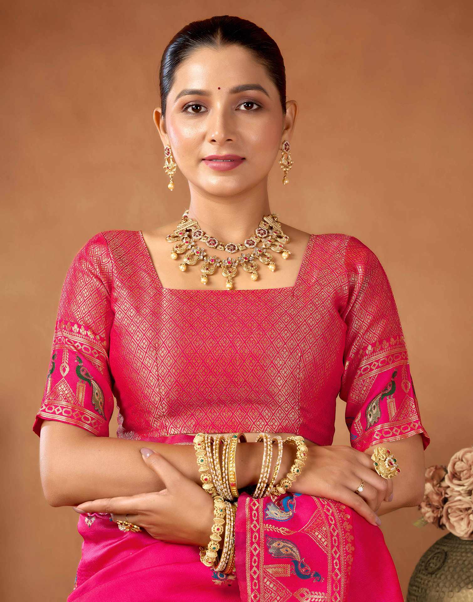 Rani Pink Silk Woven Paithani Saree