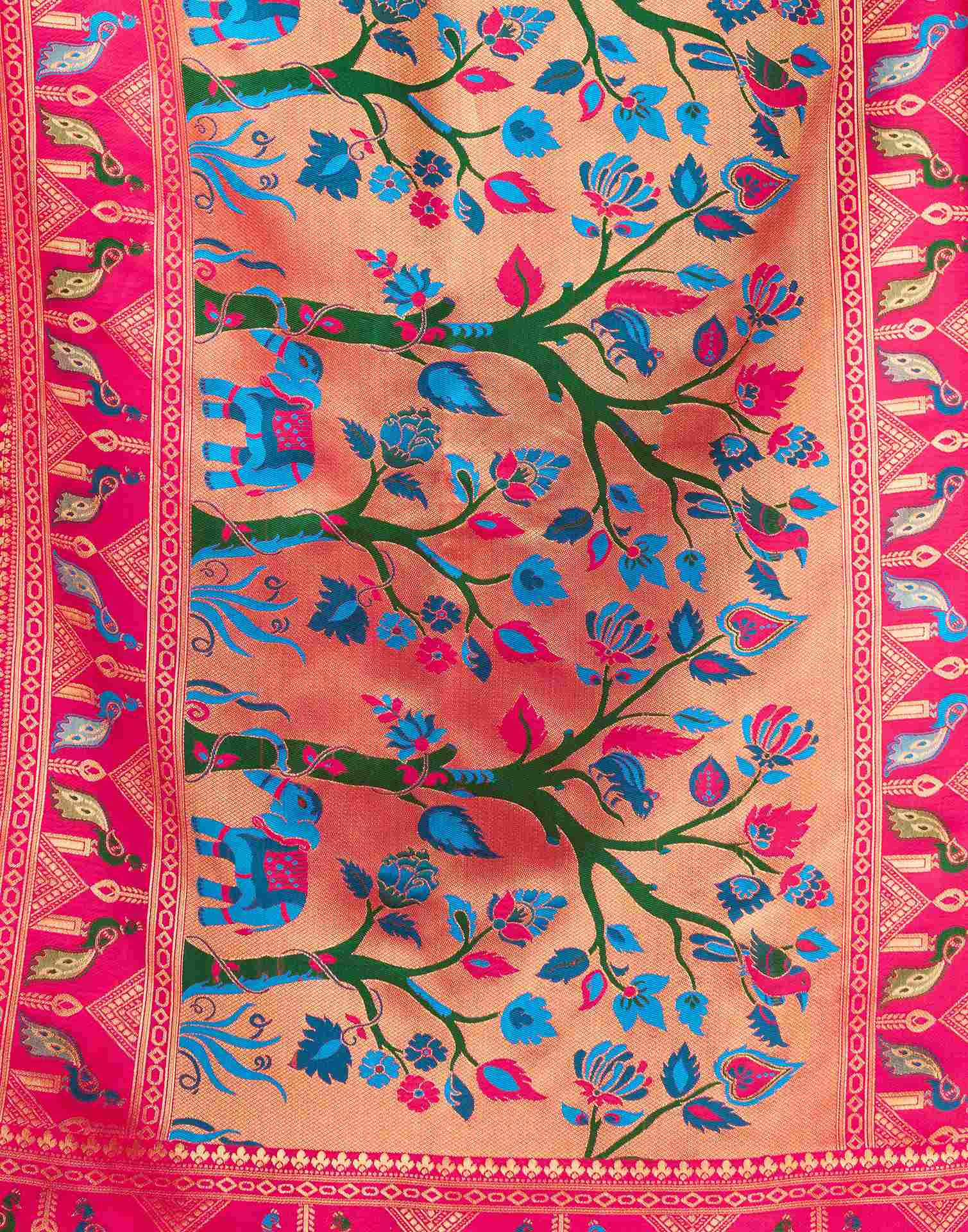 Rani Pink Silk Woven Paithani Saree