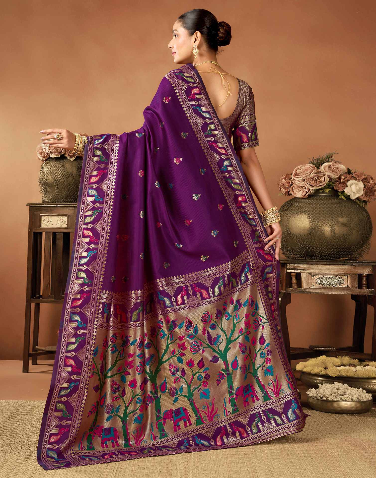 Dark Purple Silk Woven Paithani Saree