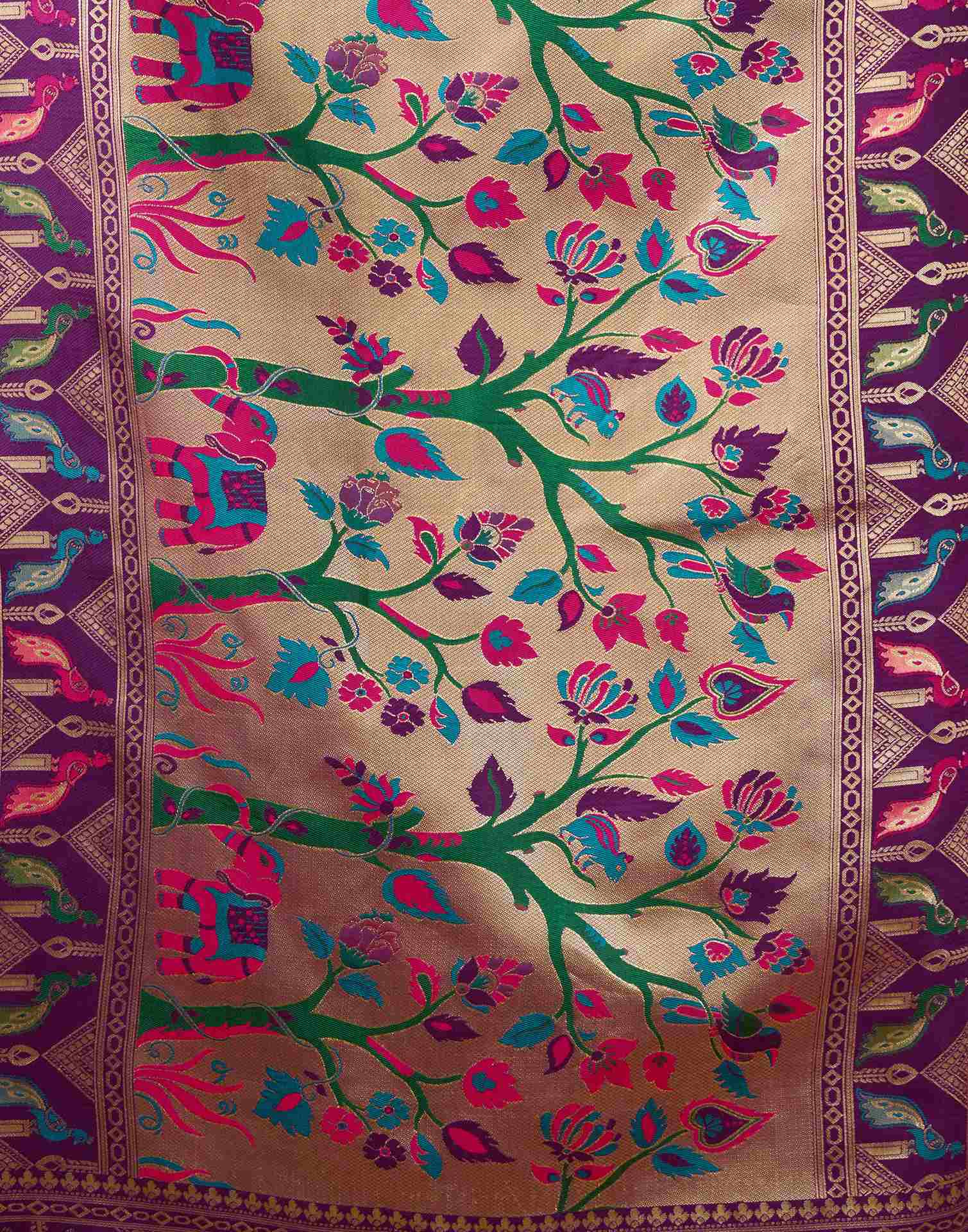 Dark Purple Silk Woven Paithani Saree