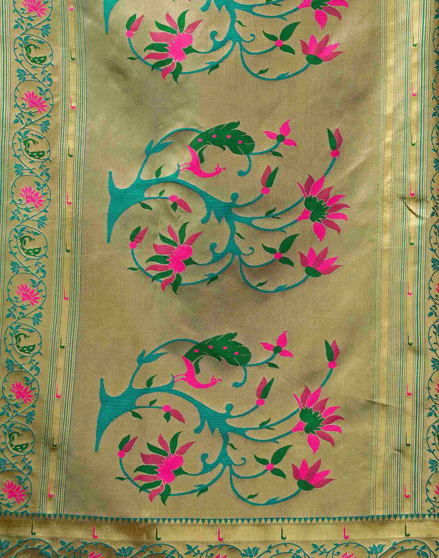 Teal Green Silk Woven Paithani Saree