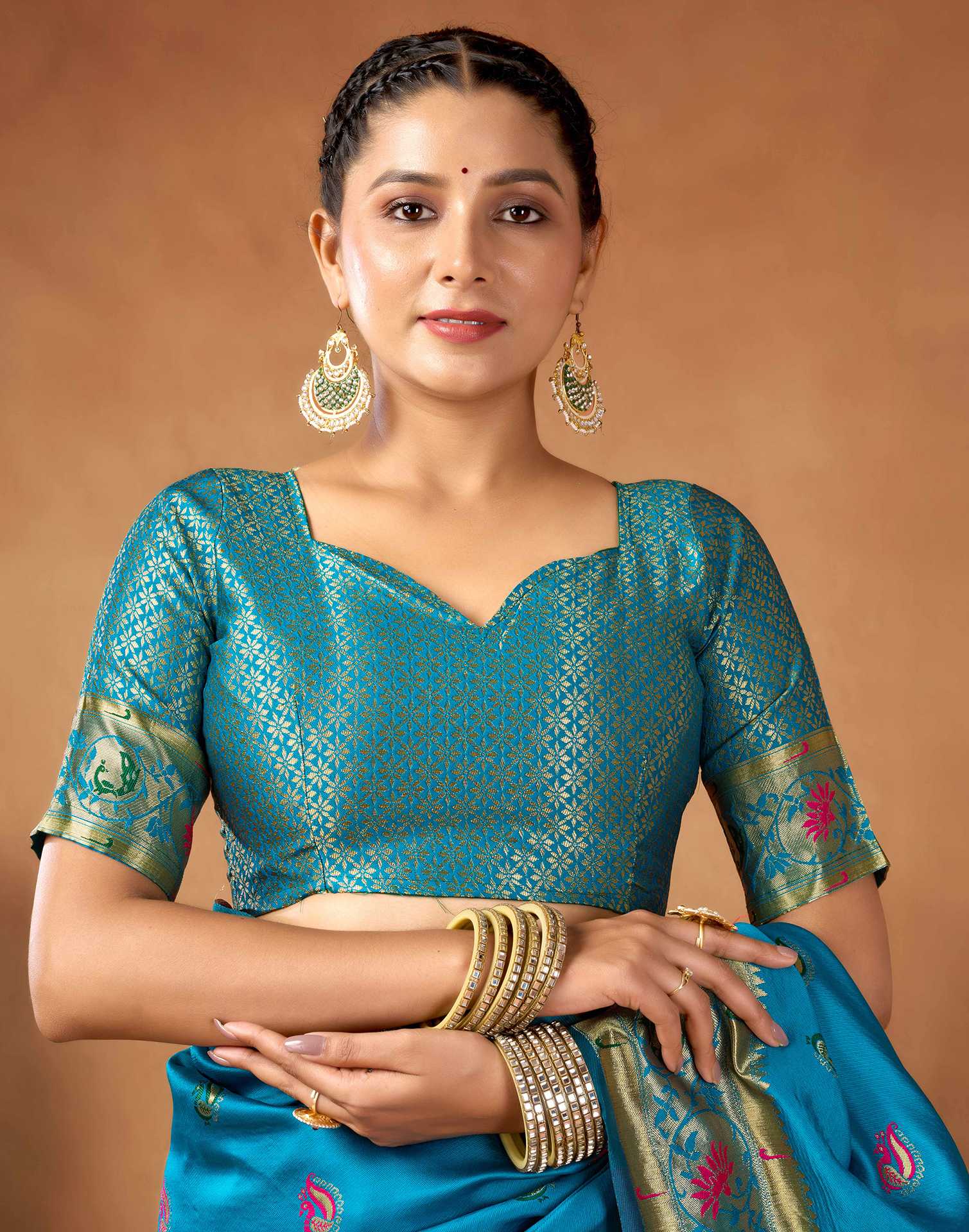 Peacock Blue Silk Woven Paithani Saree