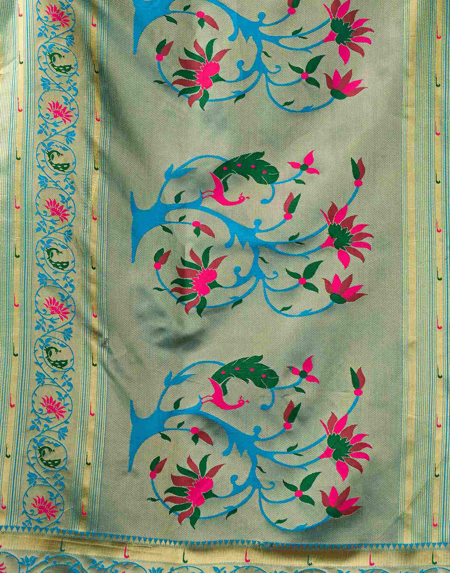 Peacock Blue Silk Woven Paithani Saree