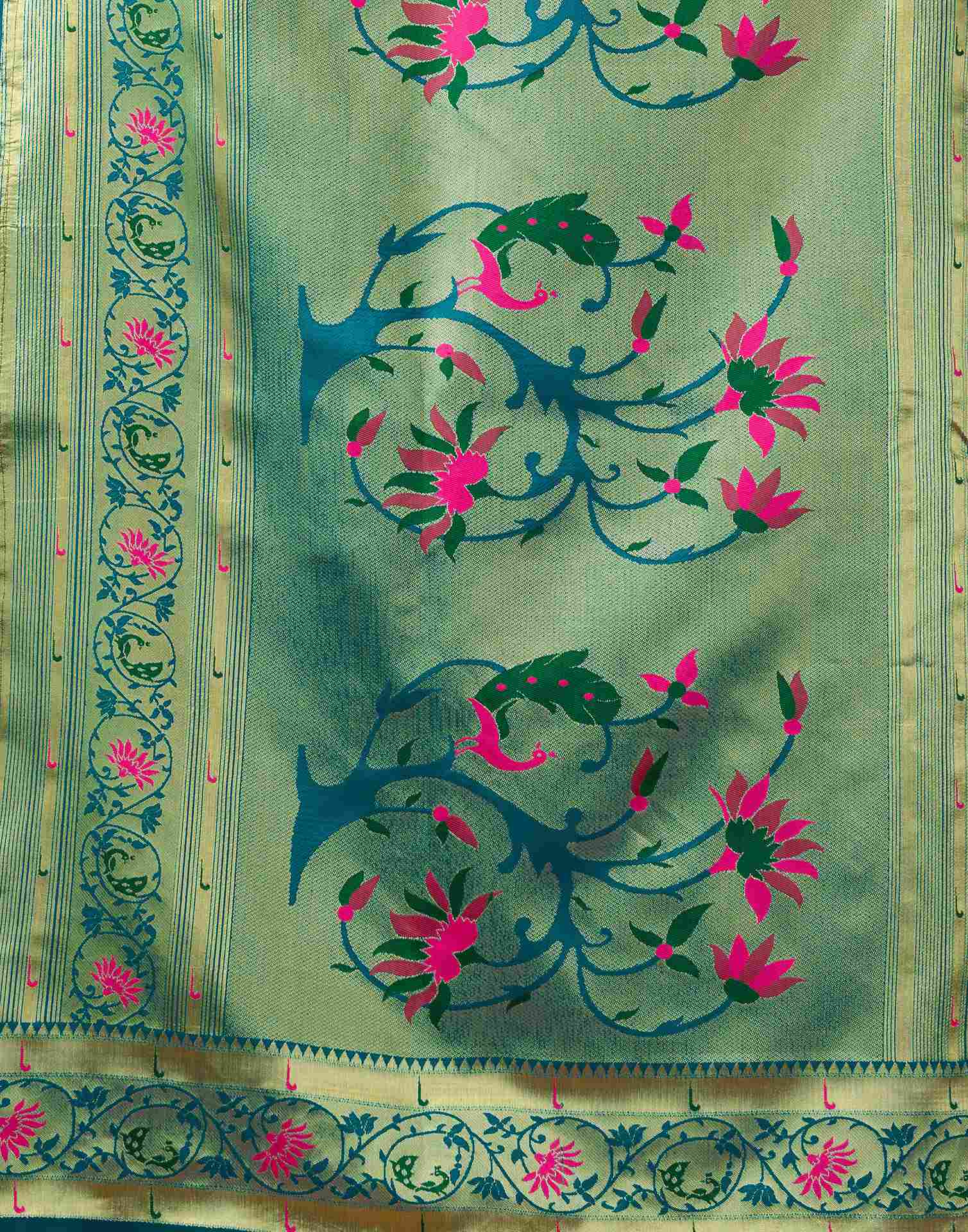 Rama Green Silk Woven Paithani Saree