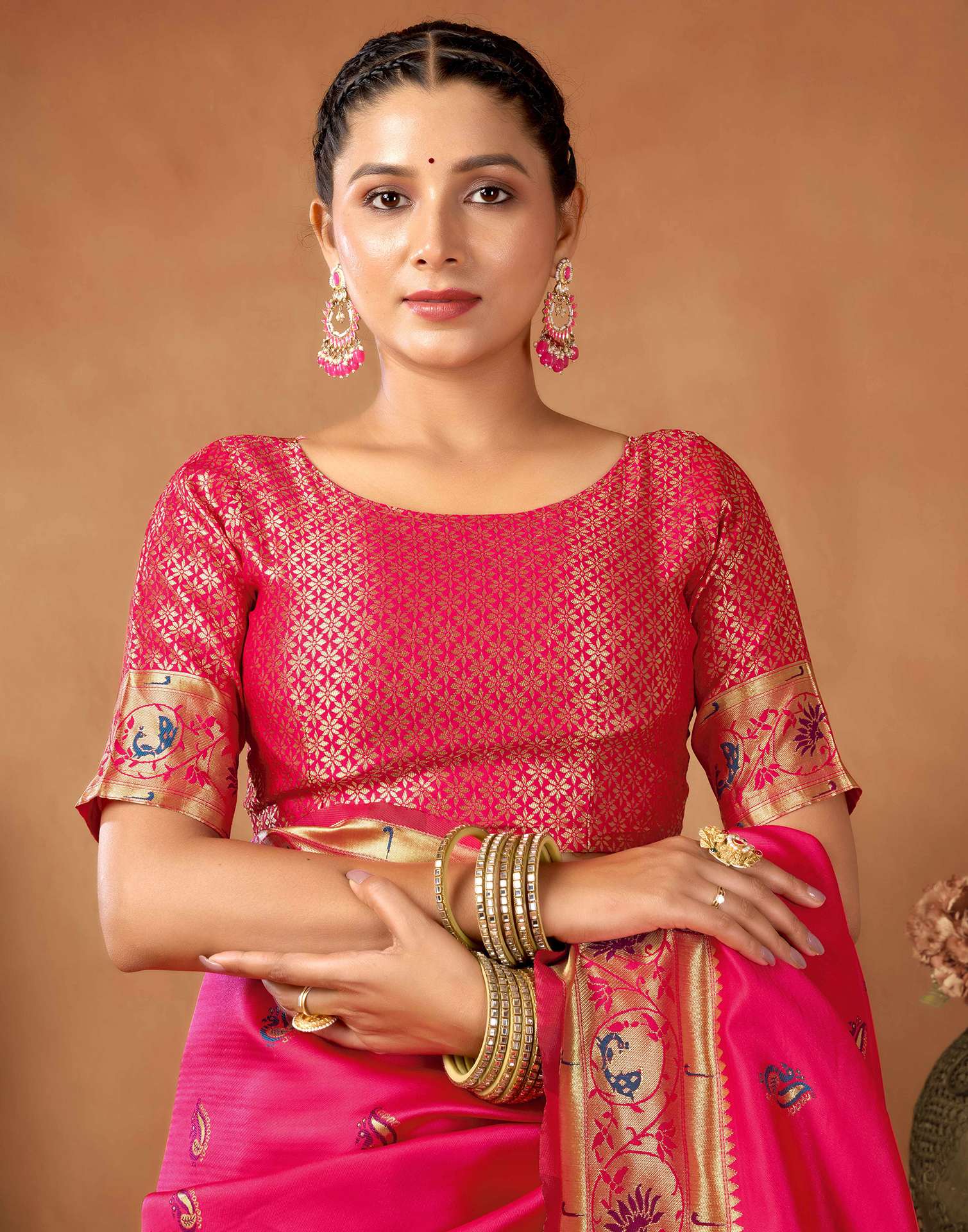 Rani Pink Silk Woven Paithani Saree