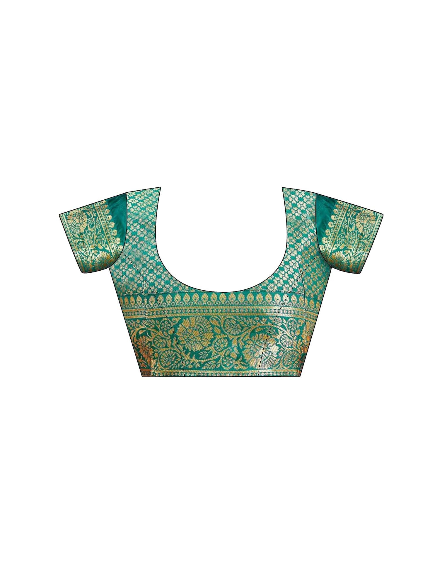 Teal Green Silk Woven Banarasi Saree